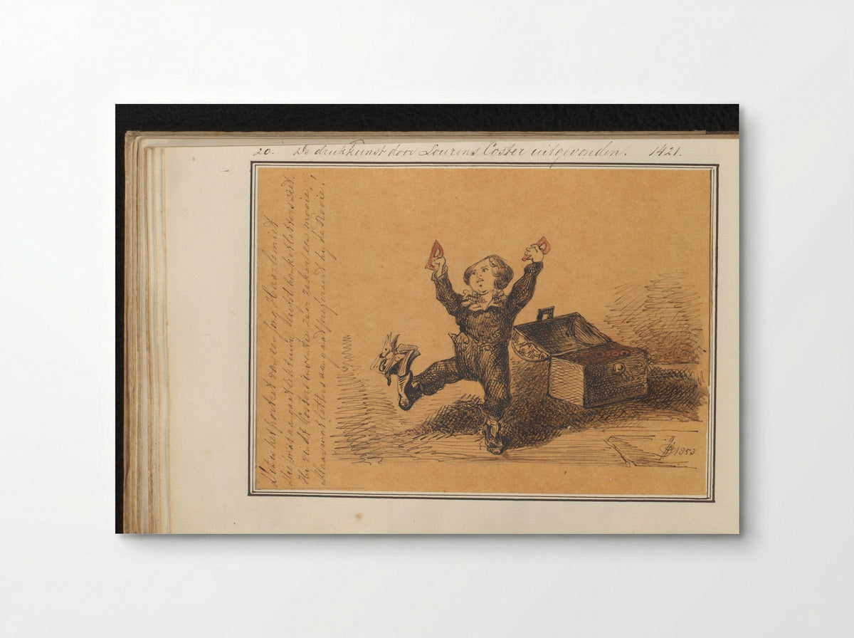 Ontdekking van de drukkunst door Laurens Janszoon Coster - Jacob van Lennep - Poster