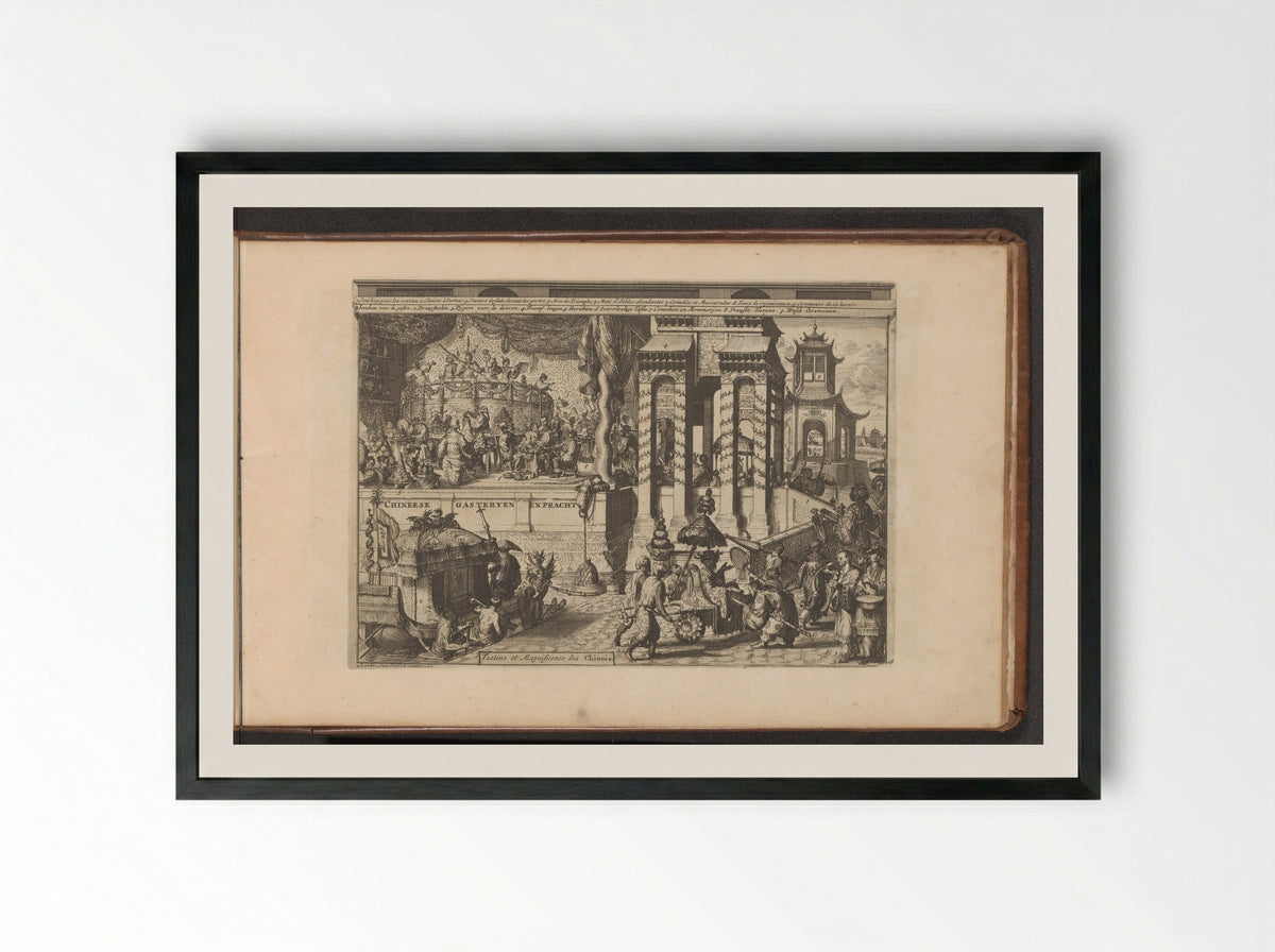 Ontvangstceremonie bij de Chinezen - Romeyn de Hooghe - Framed Print Black
