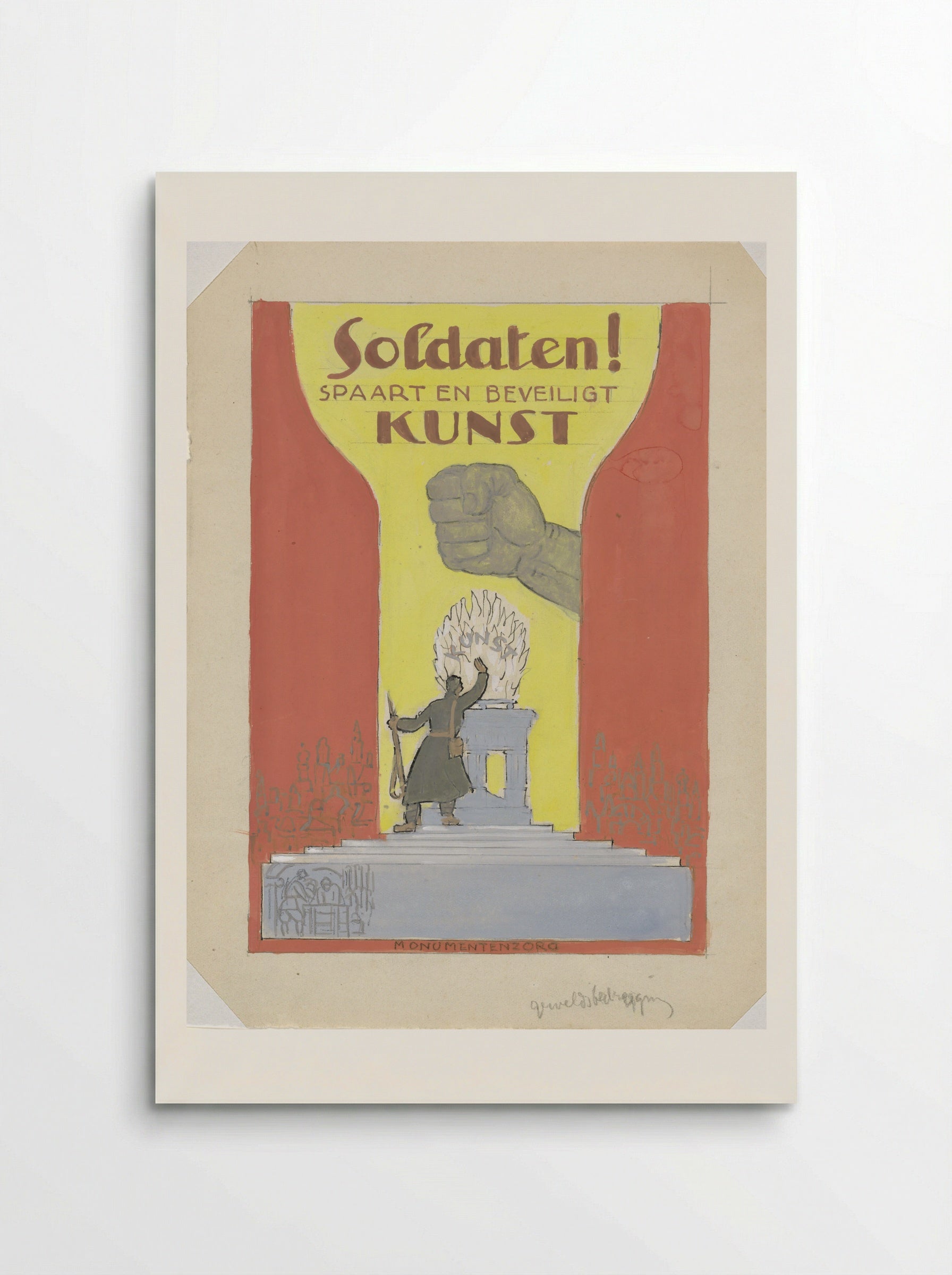 Ontwerp affiche voor propaganda kunstbescherming in het leger (Design for a Poster for the Protection of Art in the Army) - Leo Gestel - Poster