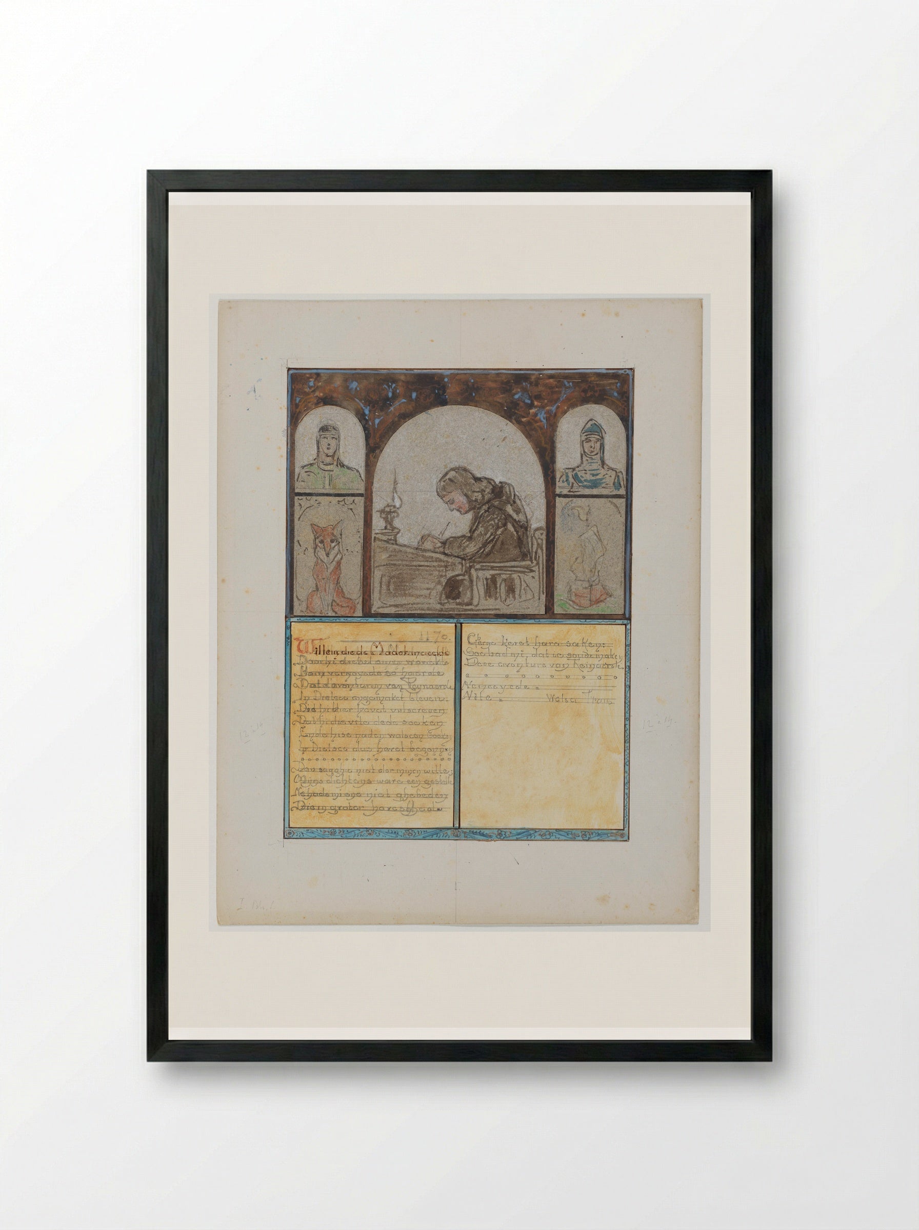 Ontwerp voor Illustratie (fol. 1): Van den Vos Reinaerde - Bernard Willem Wierink - Framed Print Black