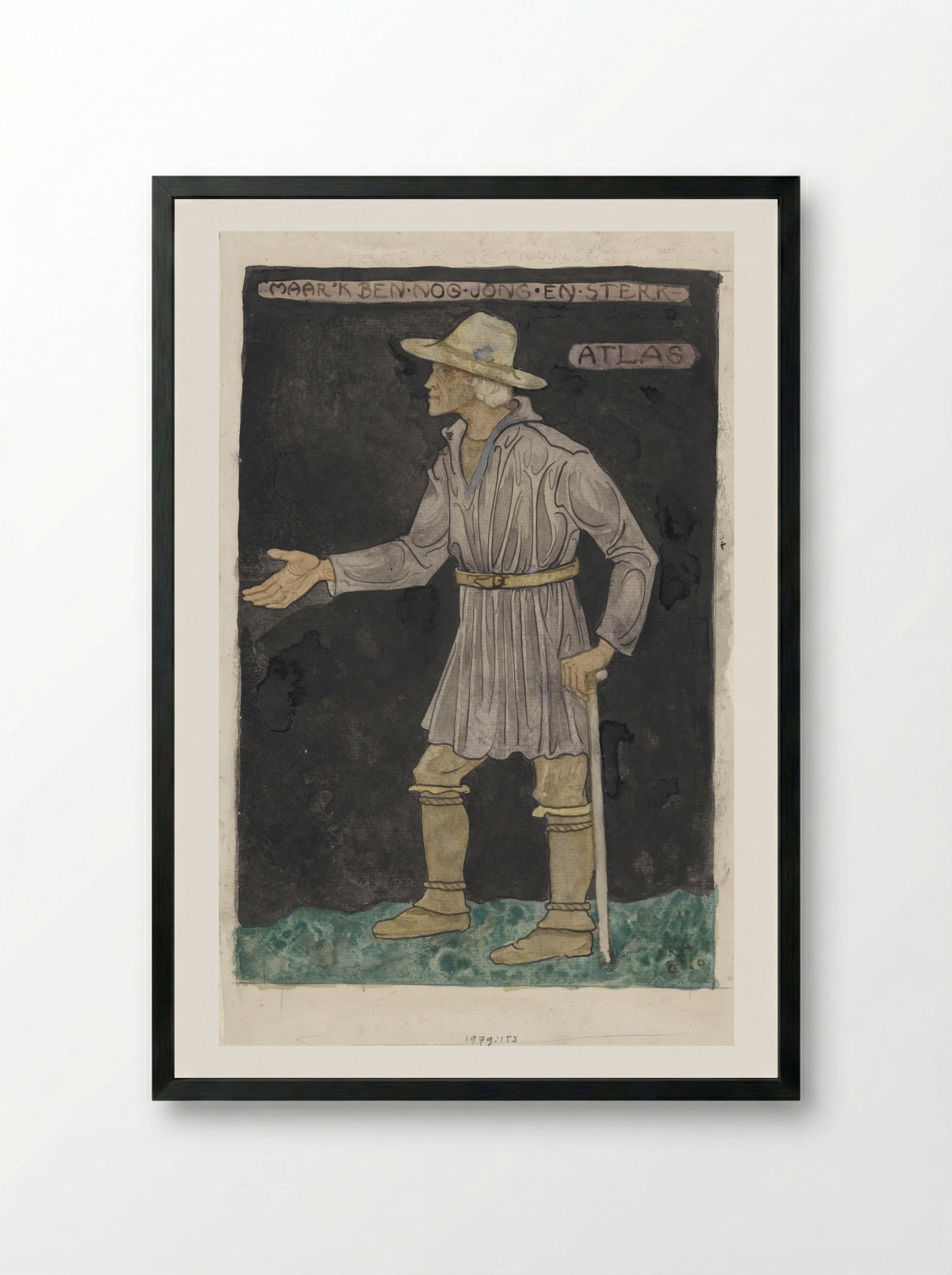 Ontwerp voor kostuum voor Atlas - Richard Nicolaüs Roland Holst - Framed Print Black