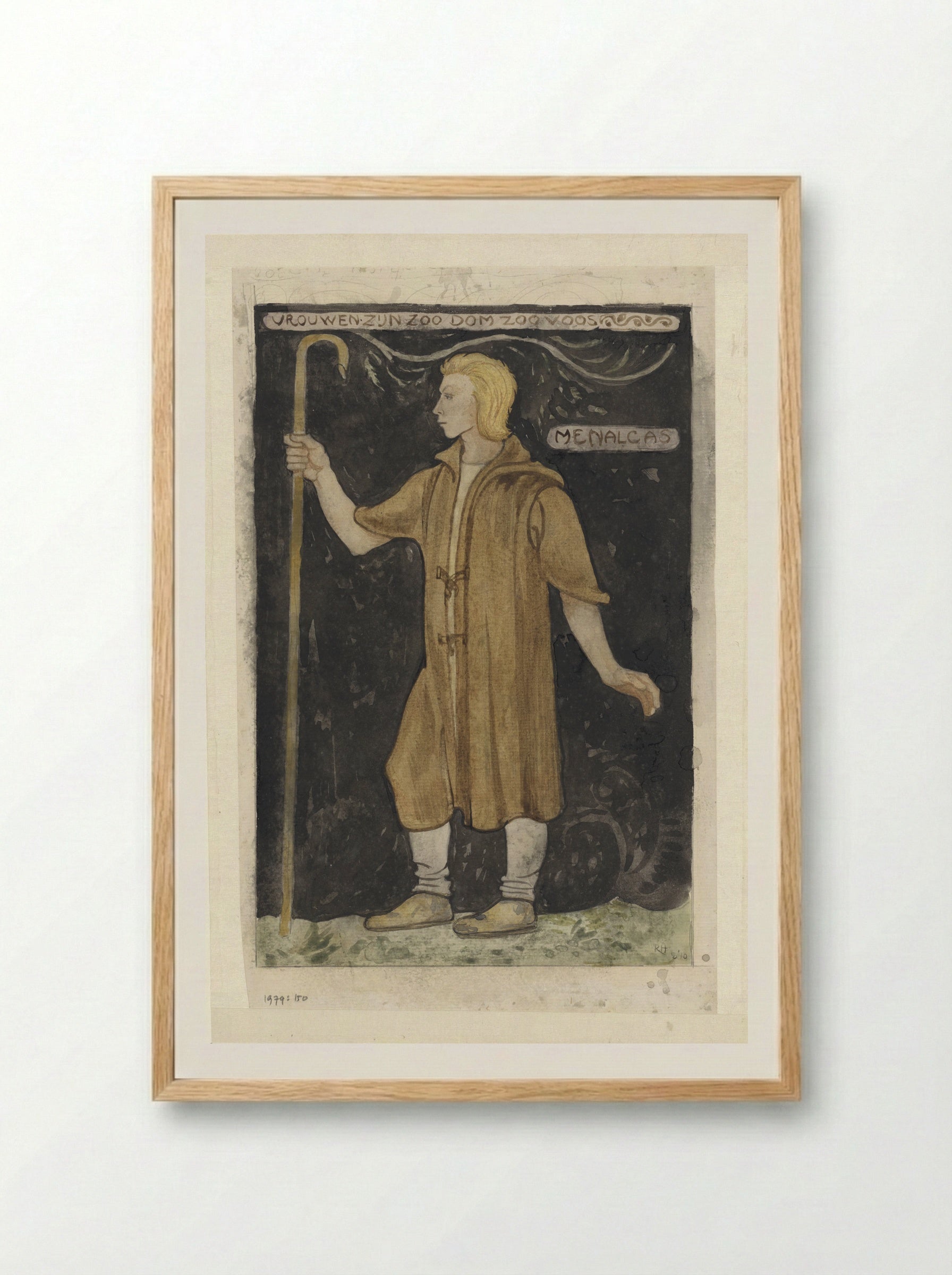 Ontwerp voor kostuum voor Menalcas - Richard Nicolaüs Roland Holst - Framed Print Wood