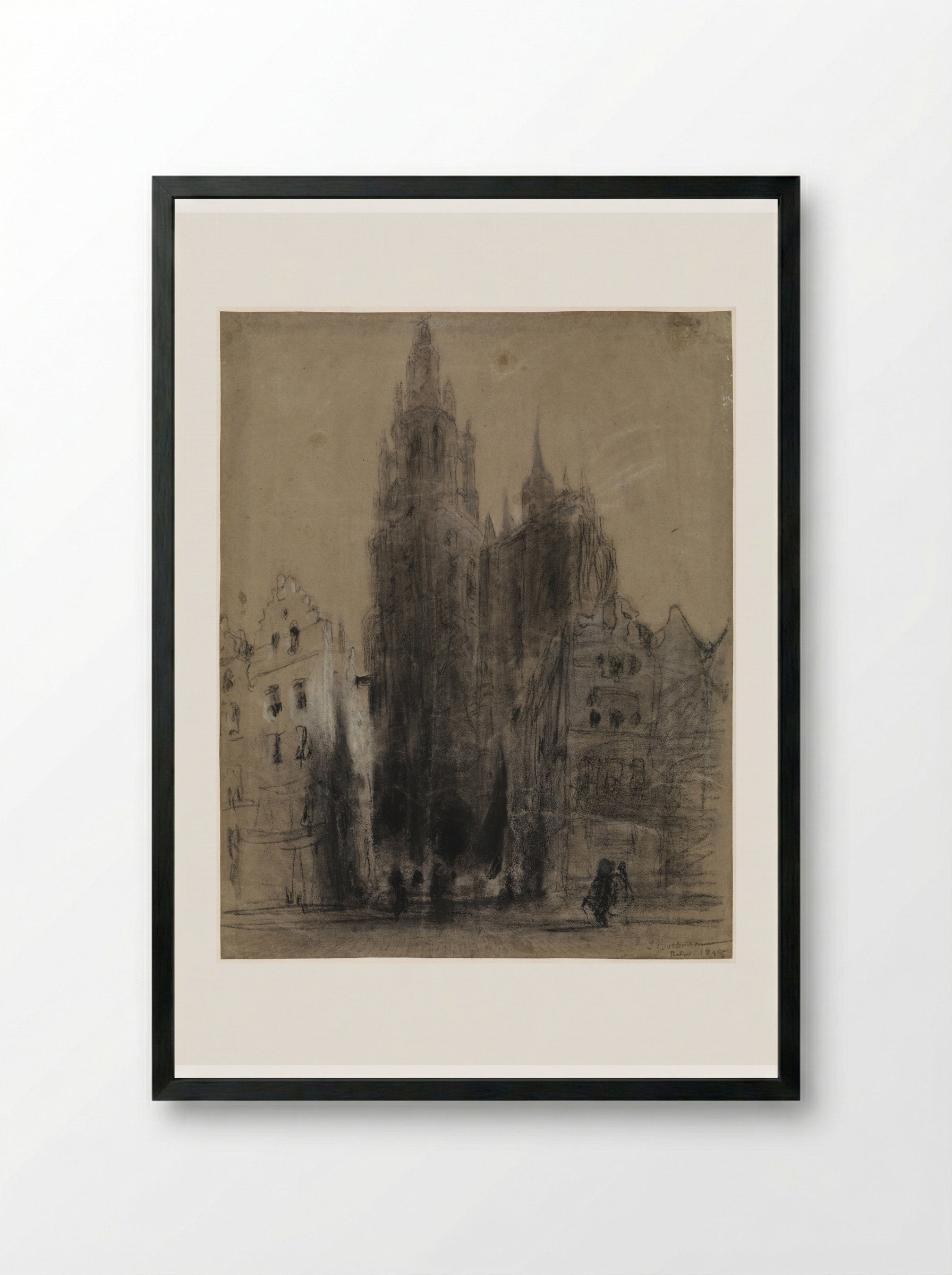 Onze-Lieve-Vrouwekathedraal van Antwerpen - Johannes Bosboom - Framed Print Black