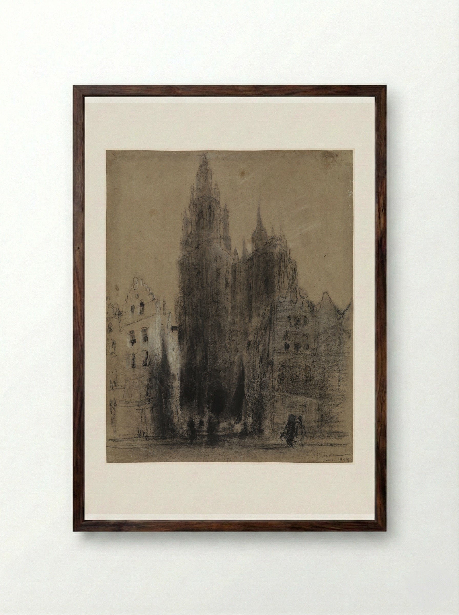 Onze-Lieve-Vrouwekathedraal van Antwerpen - Johannes Bosboom - Framed Print Dark Wood