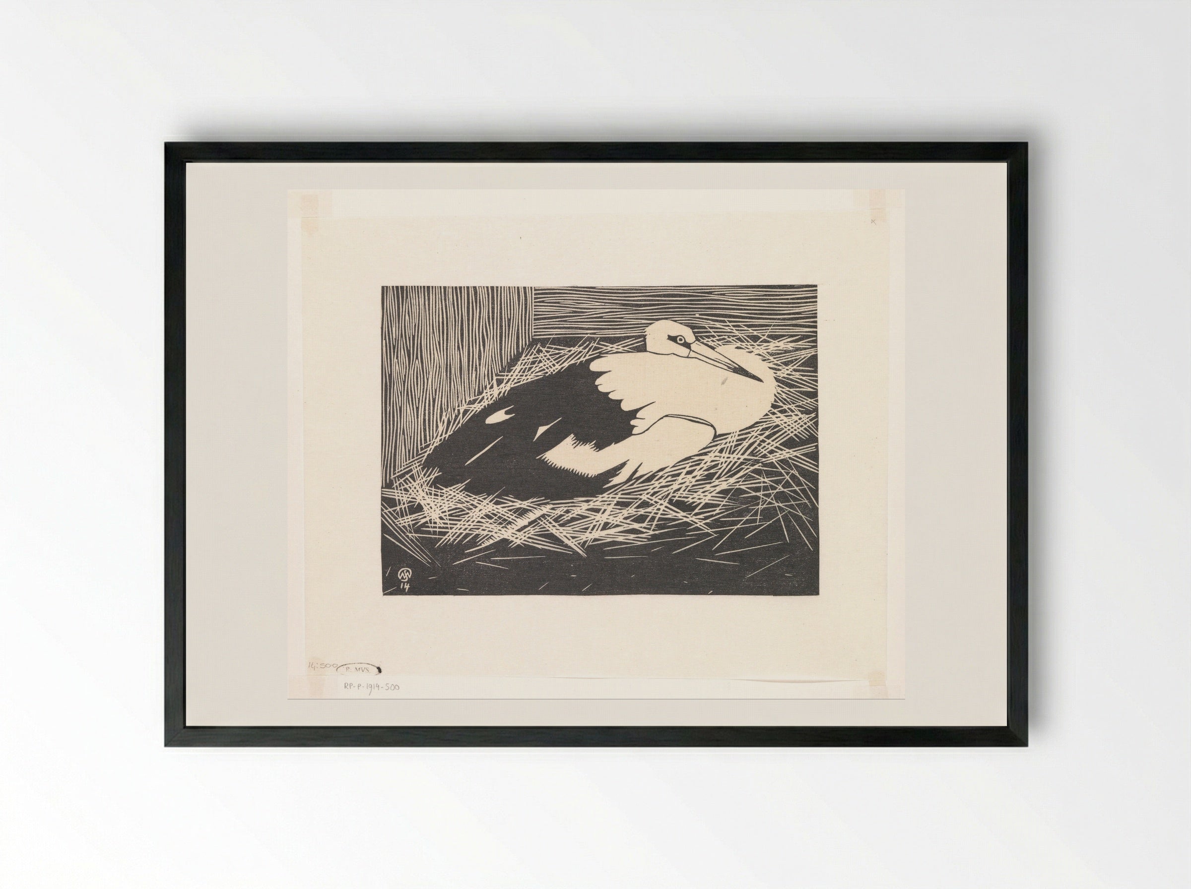 Ooievaar (Magoear-ooievaar) - Samuel Jessurun de Mesquita - Framed Print Black