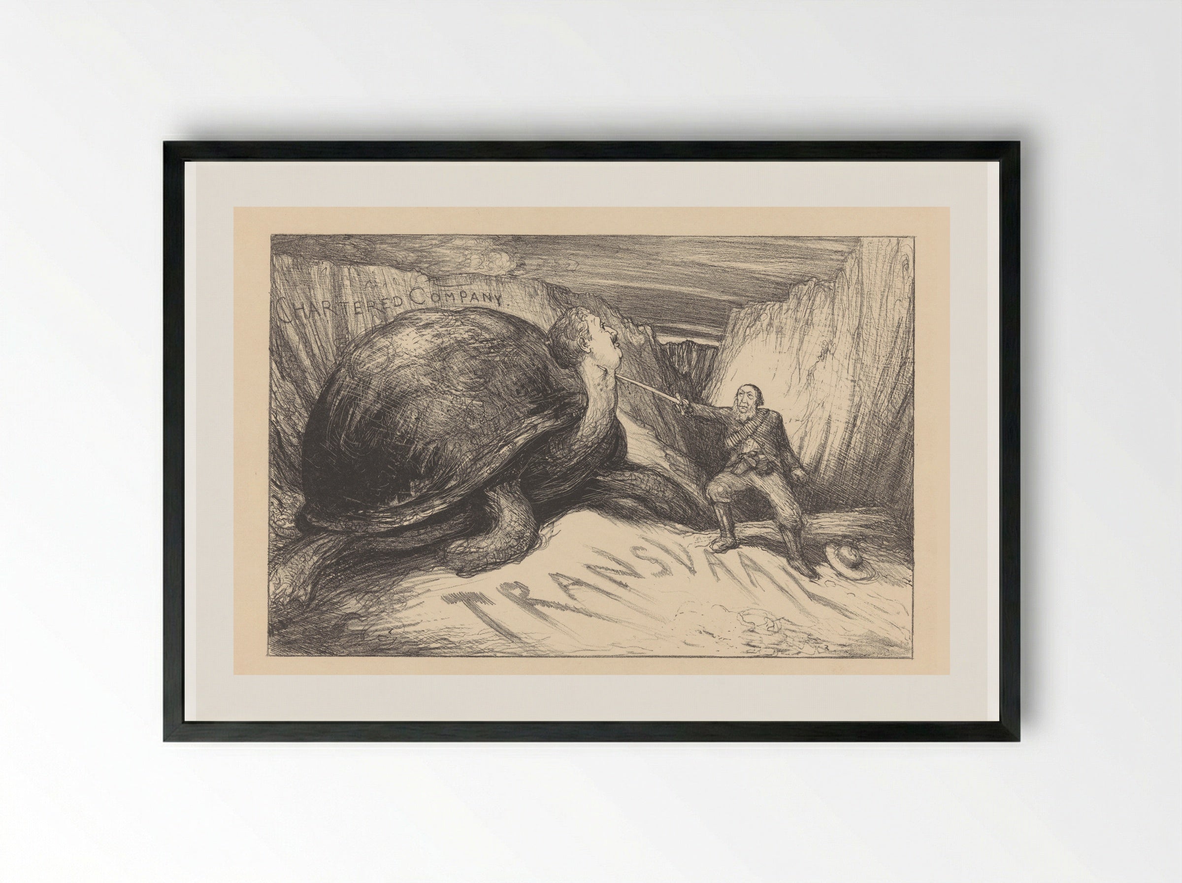 Oom Paul en de schildpad - Marius Bauer - Framed Print Black