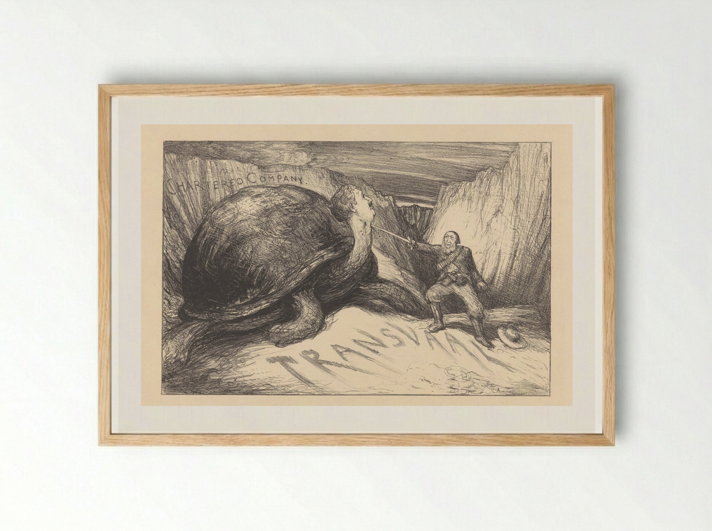Oom Paul en de schildpad - Marius Bauer - Framed Print Wood