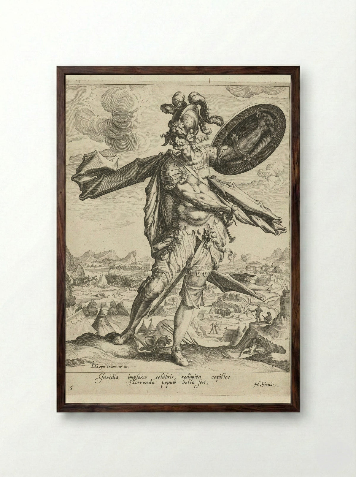 Oorlog (War) - Zacharias Dolendo - Framed Print Dark Wood
