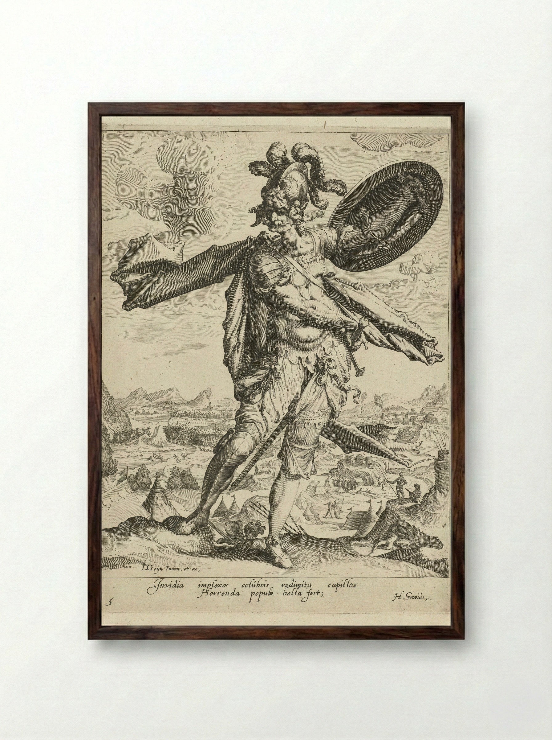 Oorlog (War) - Zacharias Dolendo - Framed Print Dark Wood