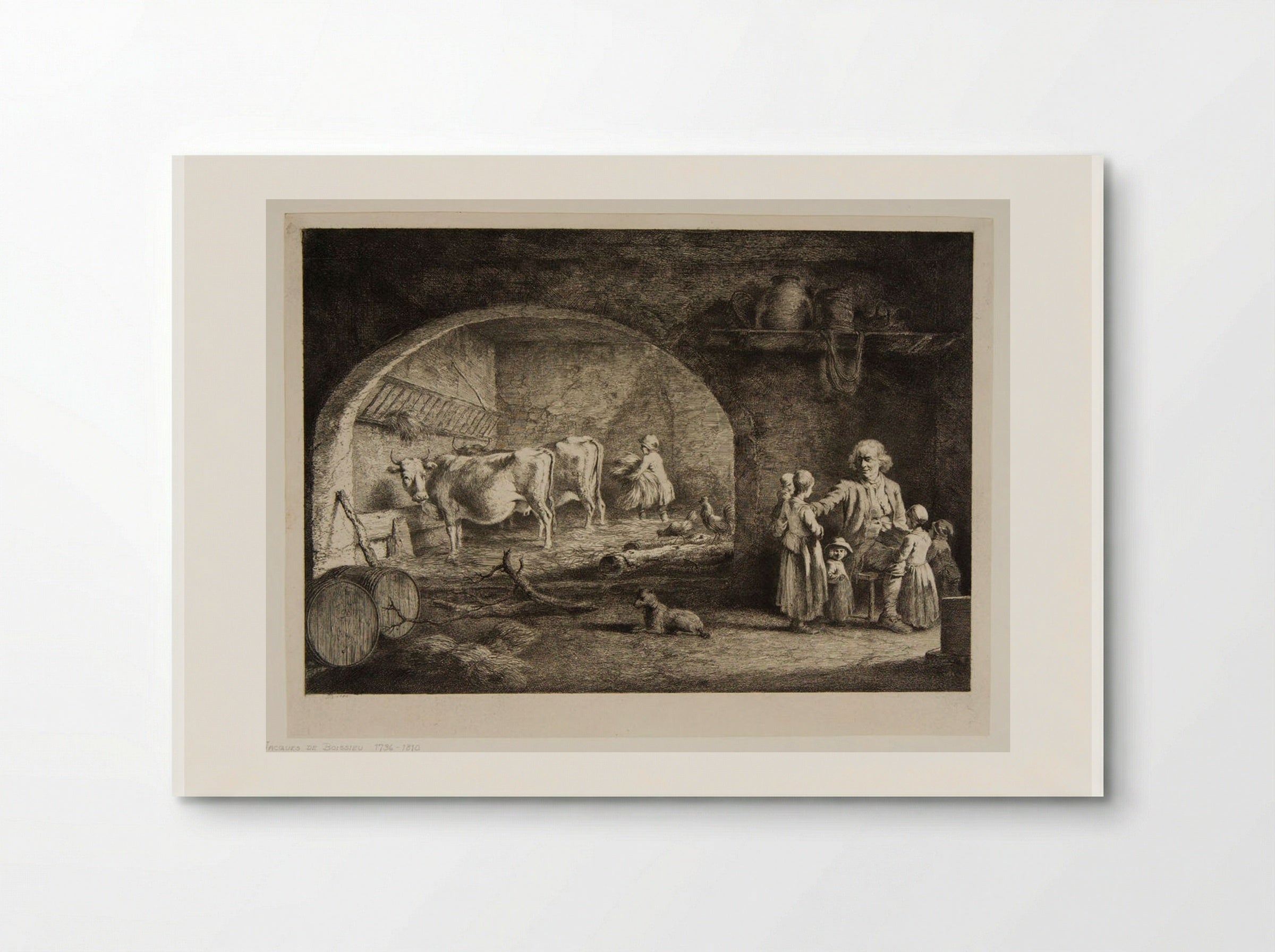 Open Vaulted Cow-House with Two Cows - Jean-Jacques de Boissieu - Poster