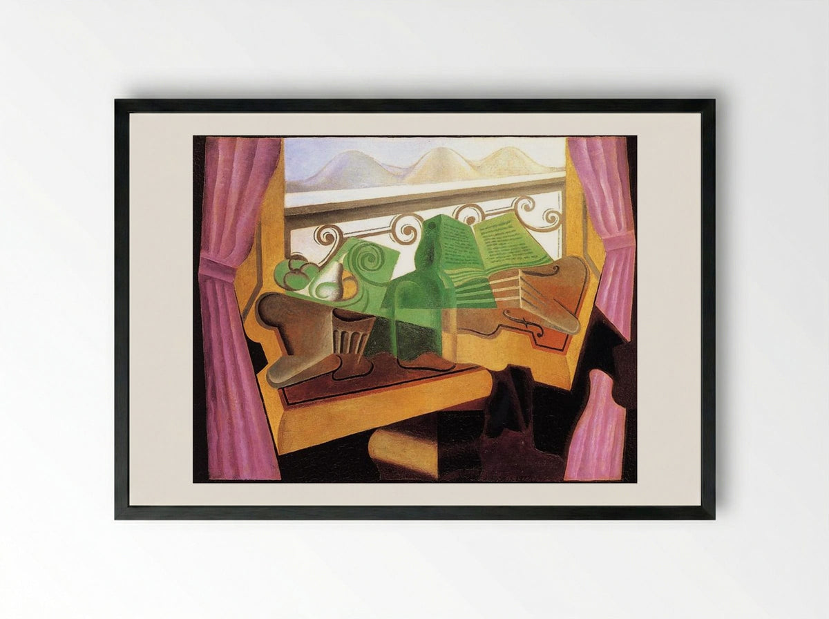 Open Window with Hills - Juan Gris - Framed Print Black