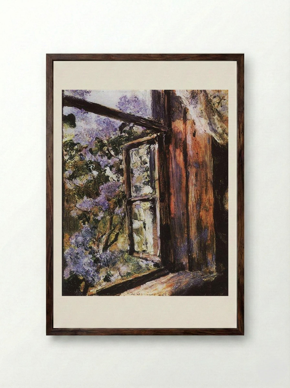 Open Window. Lilacs - Valentin Serov - Framed Print Dark Wood
