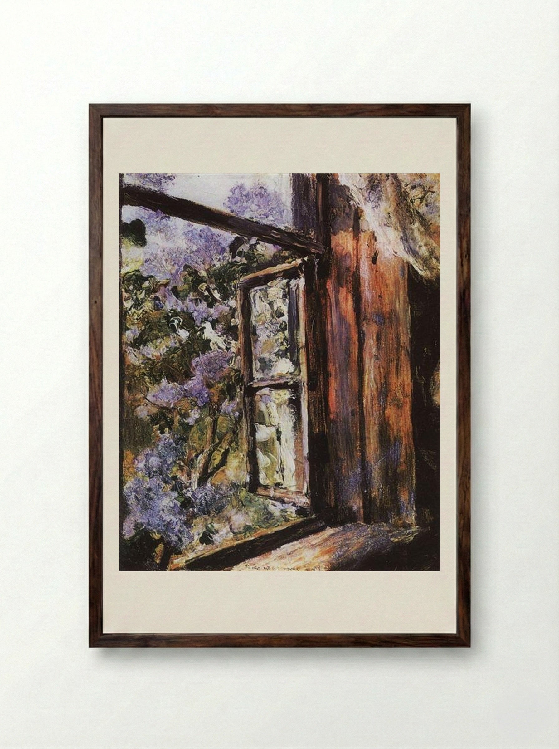 Open Window. Lilacs - Valentin Serov - Framed Print Dark Wood