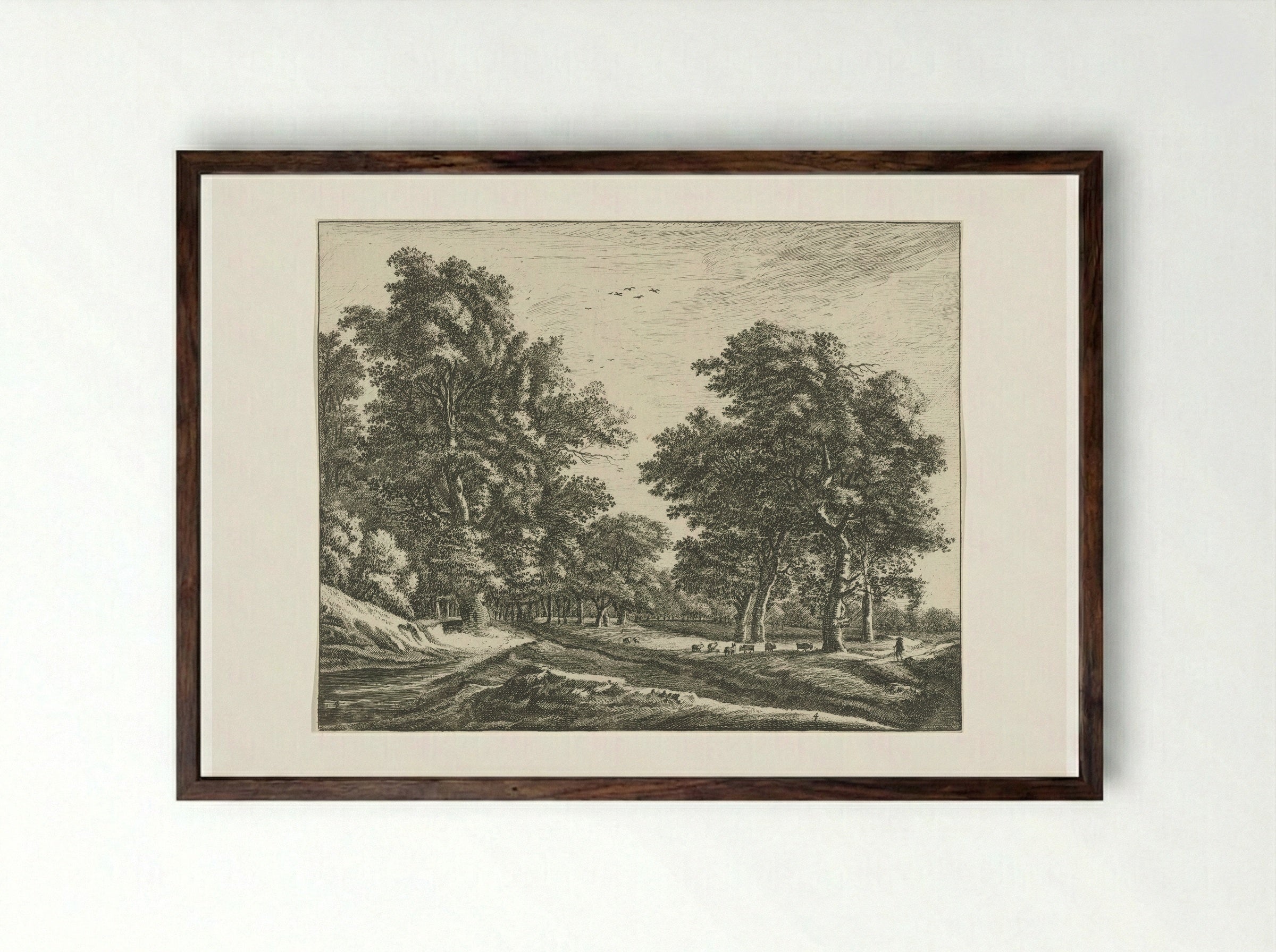 Open plek in het Haagse Bos - Roelant Roghman - Framed Print Dark Wood
