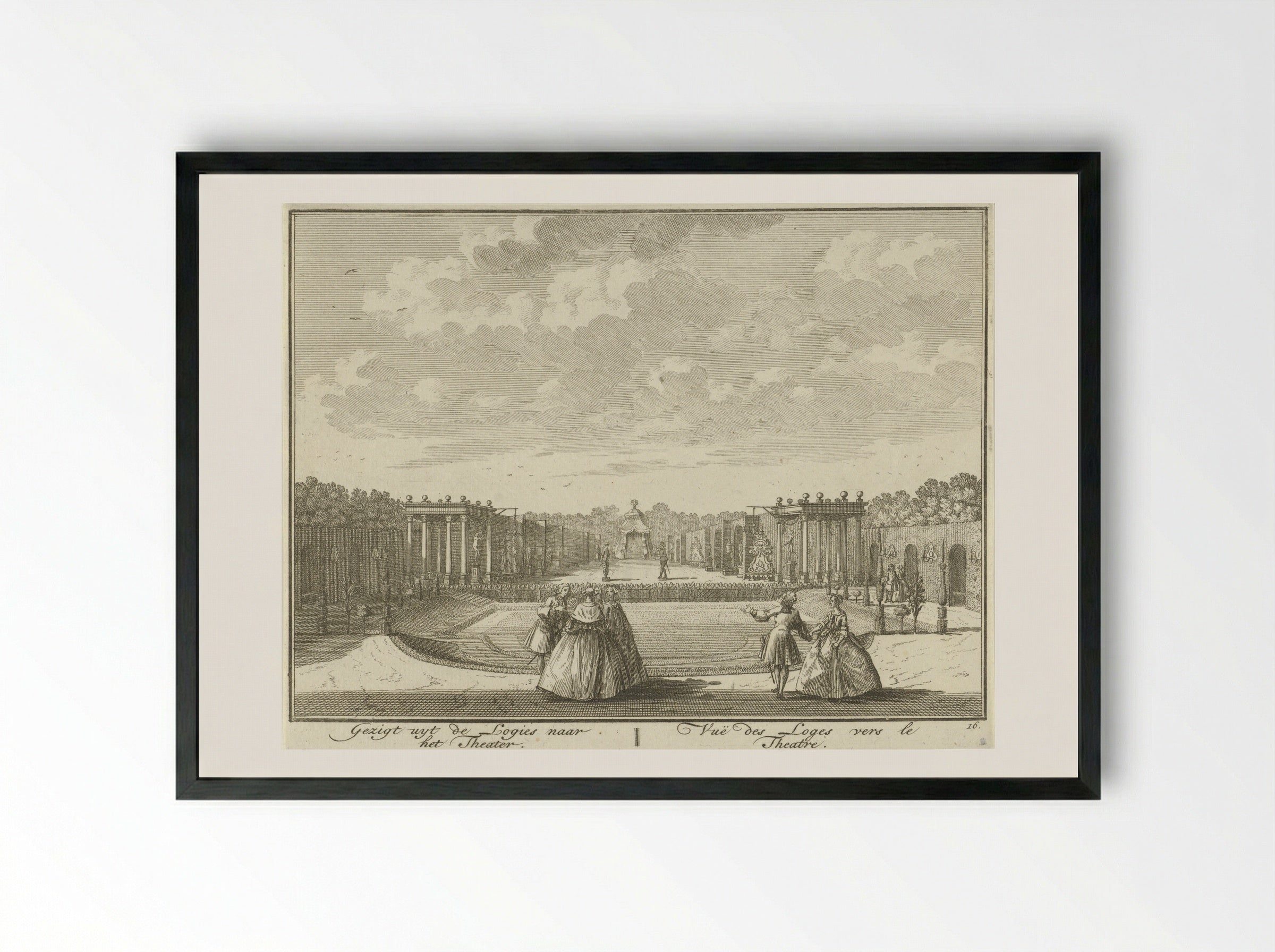 Openluchttheater in de tuin van Huis ter Meer te Maarssen - Hendrik de Leth - Framed Print Black