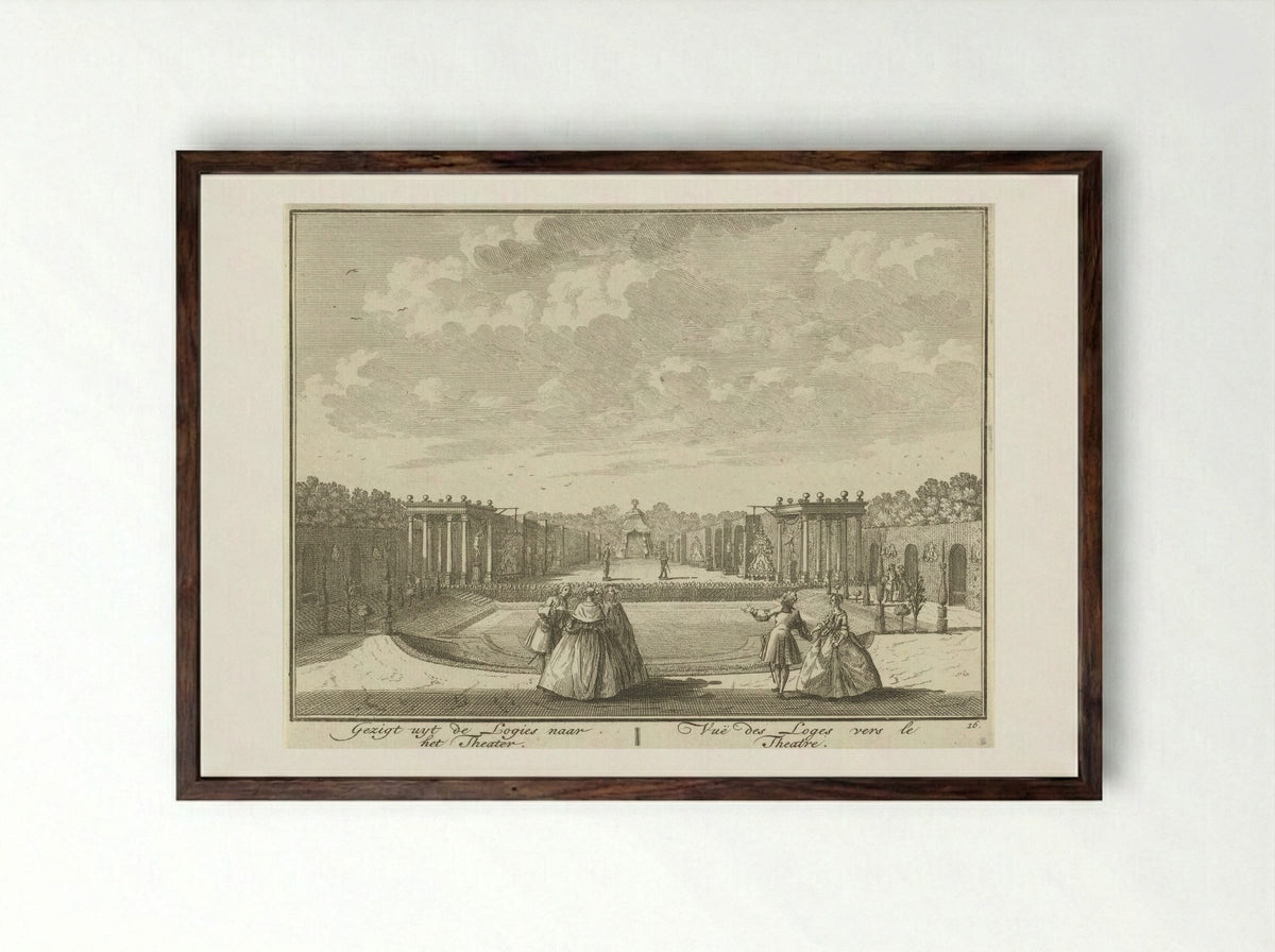 Openluchttheater in de tuin van Huis ter Meer te Maarssen - Hendrik de Leth - Framed Print Dark Wood