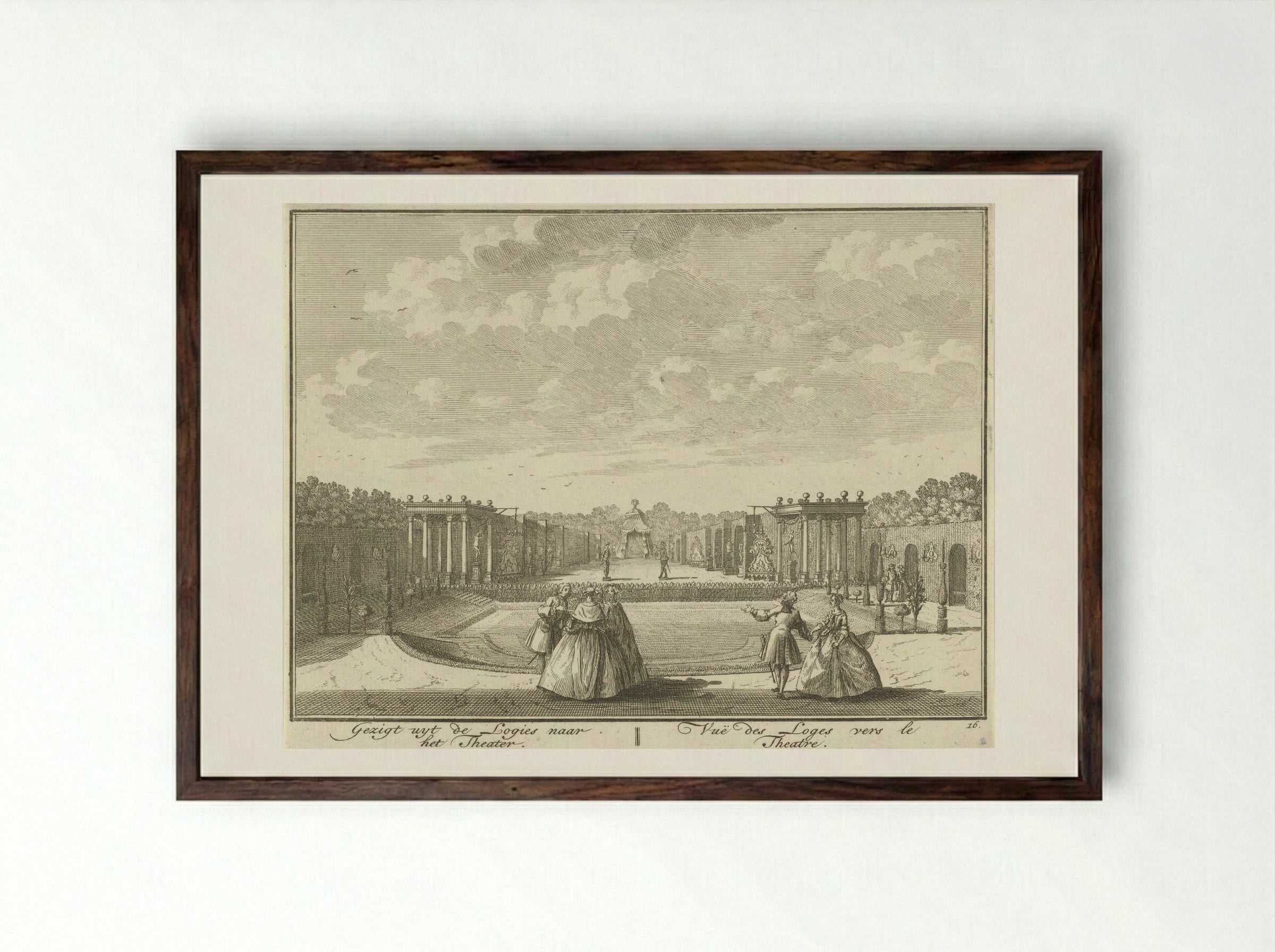 Openluchttheater in de tuin van Huis ter Meer te Maarssen - Hendrik de Leth - Framed Print Dark Wood