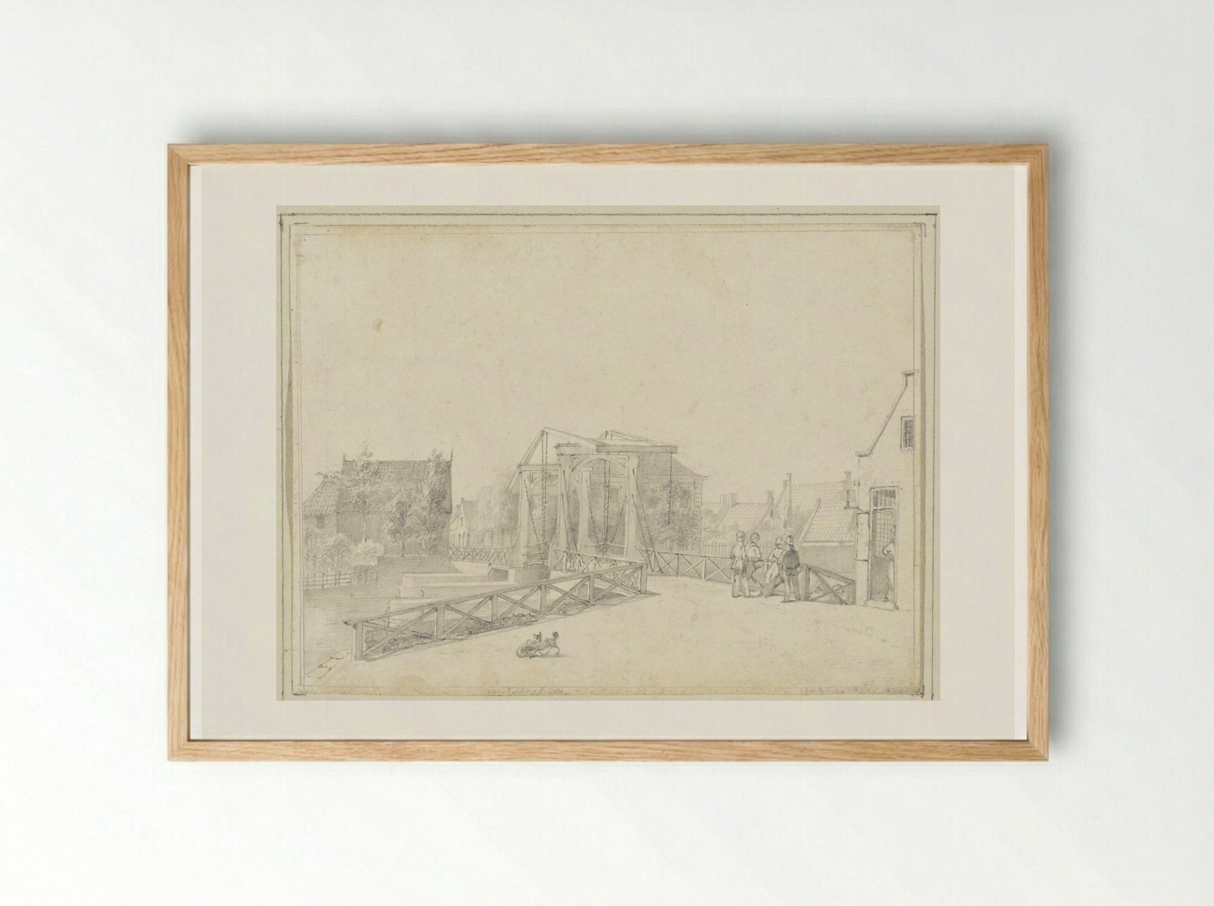 Ophaalbrug over de sluis in de Vecht te Muiden - Hendrik Abraham Klinkhamer - Framed Print Wood