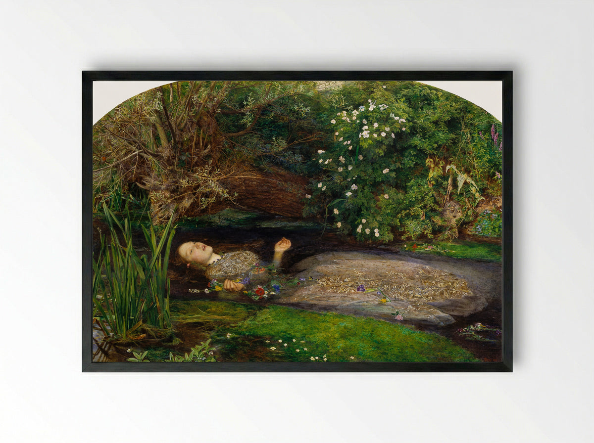 Ophelia - John Everett Millais - Framed Print Black