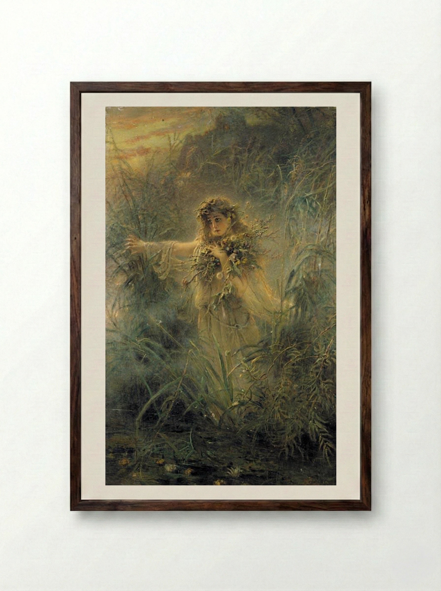 Ophelia - Konstantin Makovsky - Framed Print Dark Wood