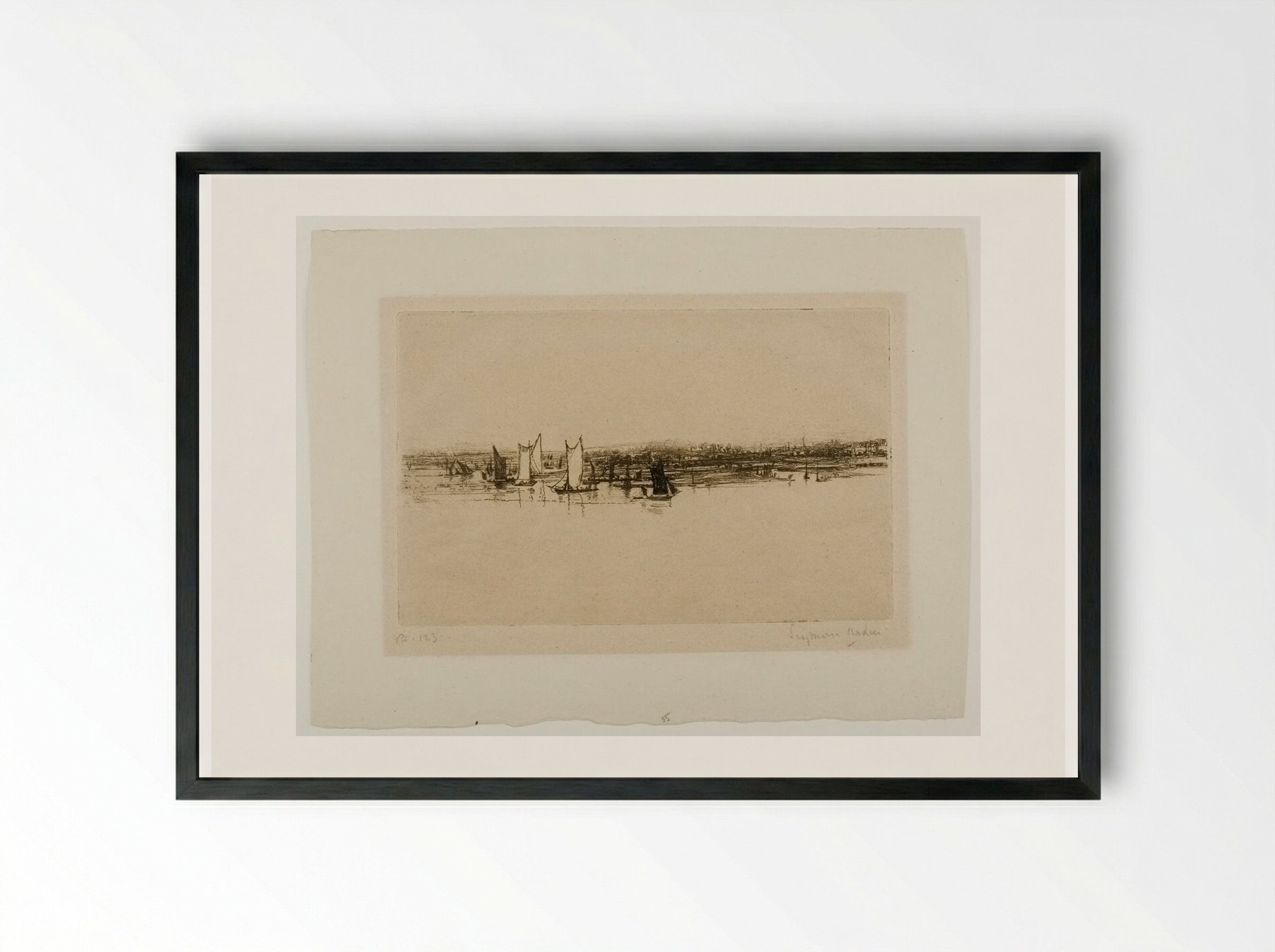 Opposite the Inn, Purfleet - Francis Seymour Haden - Framed Print Black