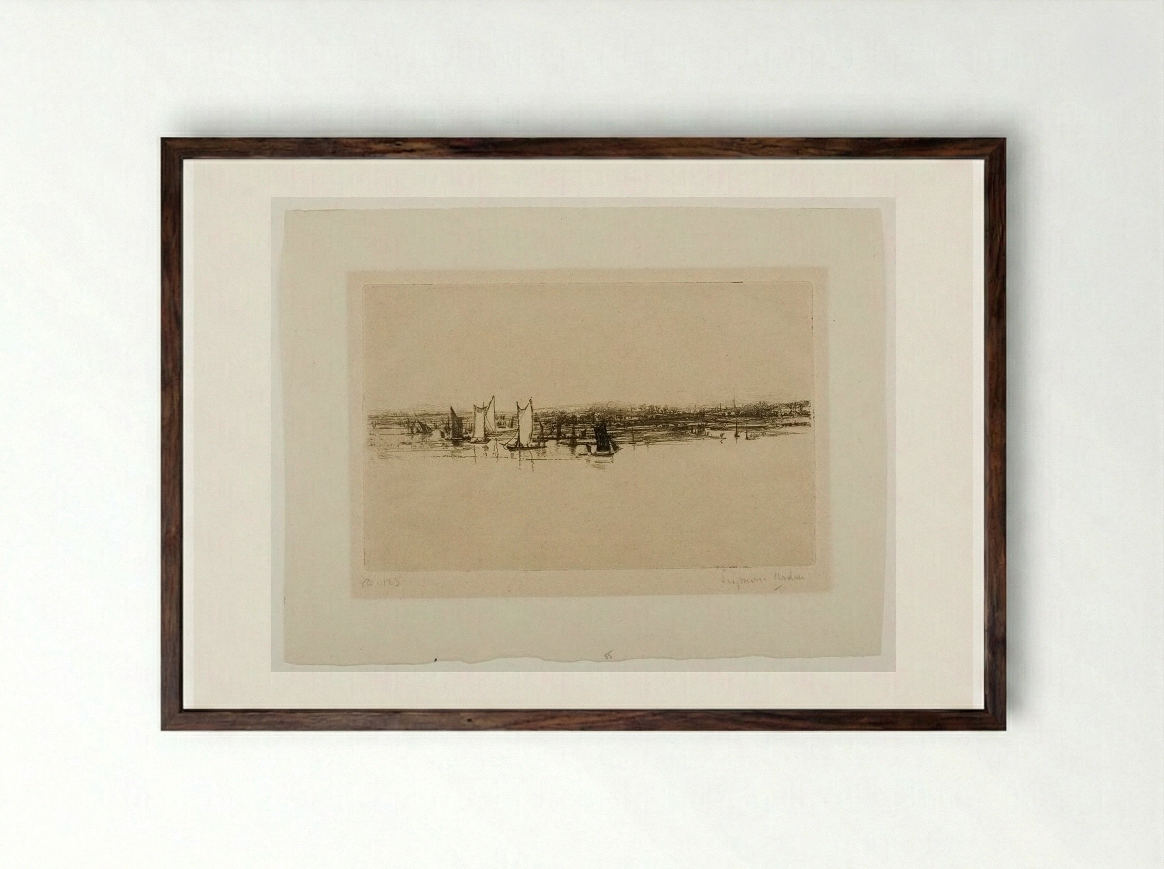 Opposite the Inn, Purfleet - Francis Seymour Haden - Framed Print Dark Wood