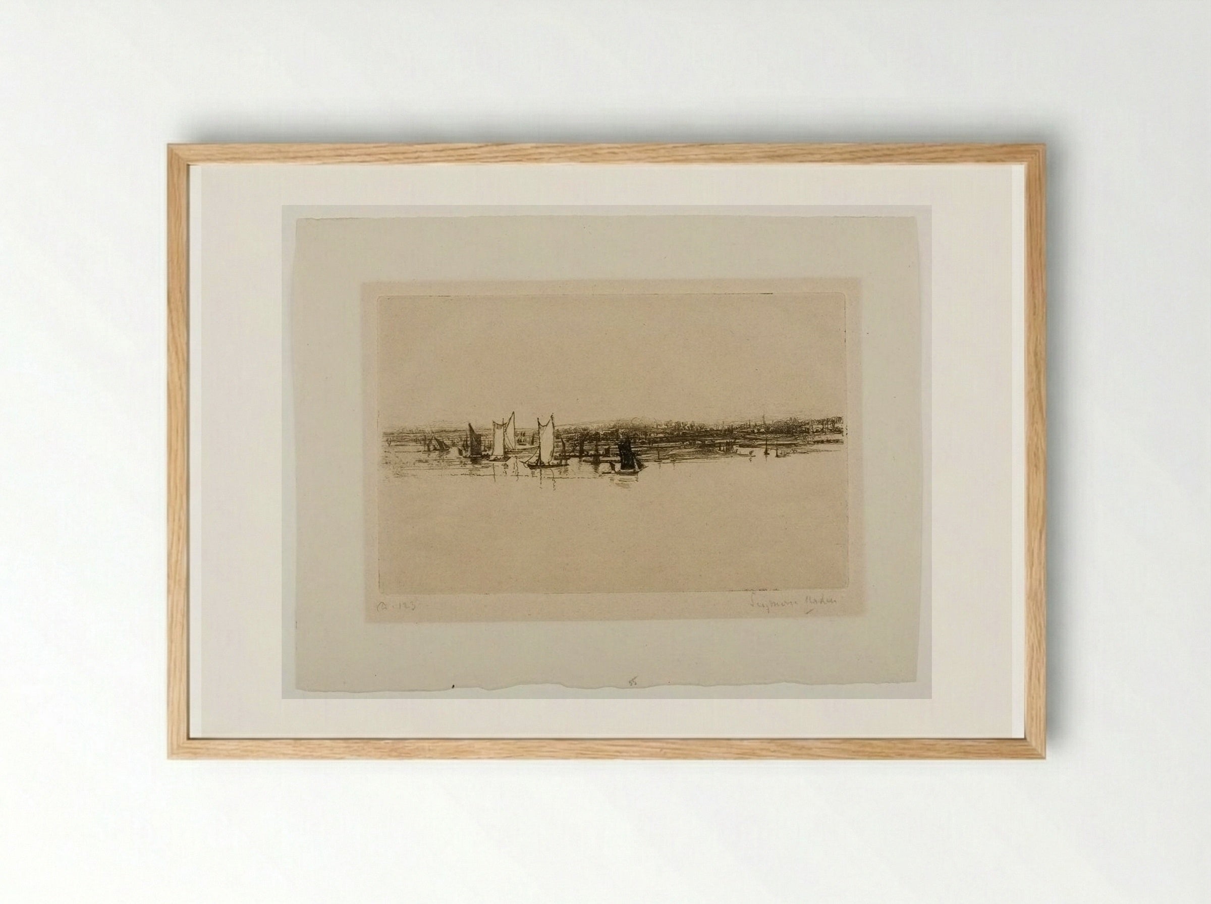 Opposite the Inn, Purfleet - Francis Seymour Haden - Framed Print Wood