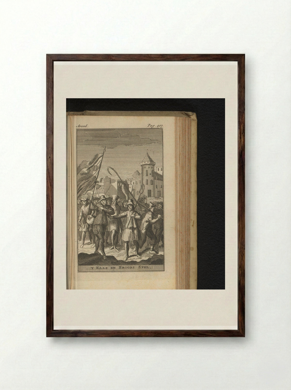 Opstand van het Kaas- en Broodvolk, 1492 - Pieter van den Berge - Framed Print Dark Wood