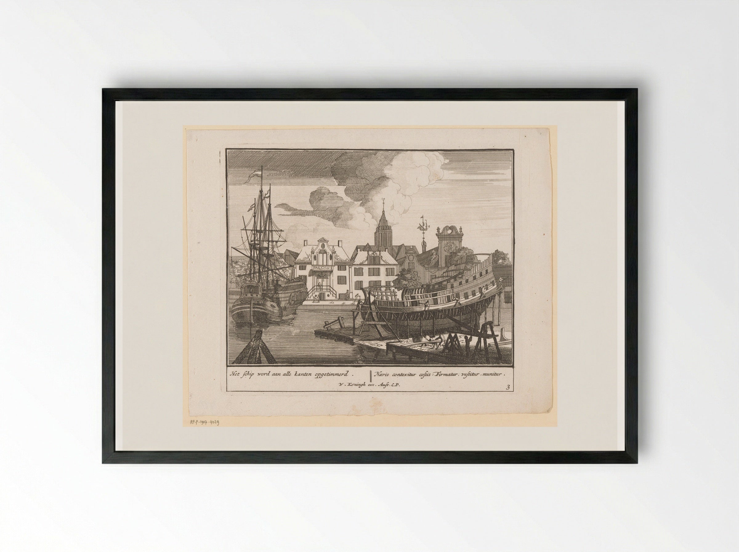 Optimmeren van het schip van alle zijden - Pieter van den Berge - Framed Print Black
