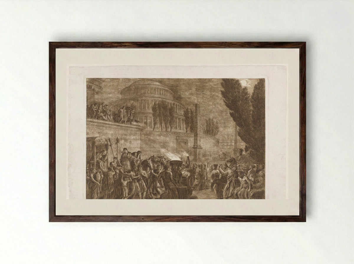 Optocht bij antieke tempel - Luigi Ademollo - Framed Print Dark Wood