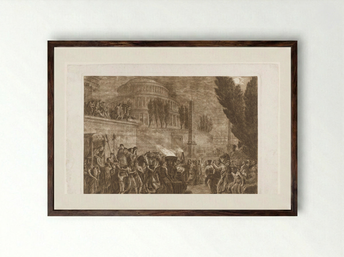 Optocht bij antieke tempel - Luigi Ademollo - Framed Print Dark Wood