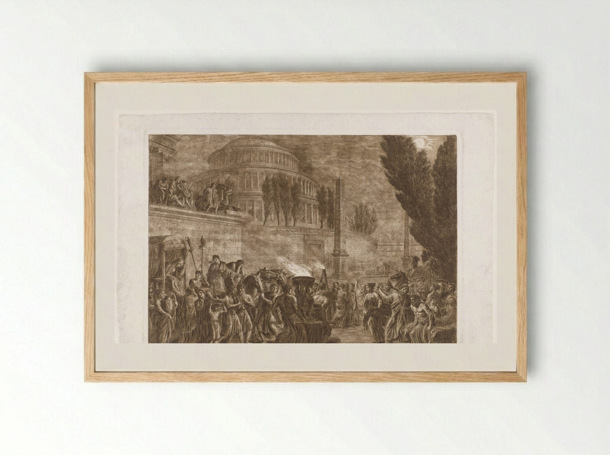 Optocht bij antieke tempel - Luigi Ademollo - Framed Print Wood