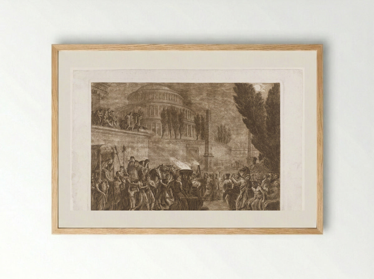 Optocht bij antieke tempel - Luigi Ademollo - Framed Print Wood