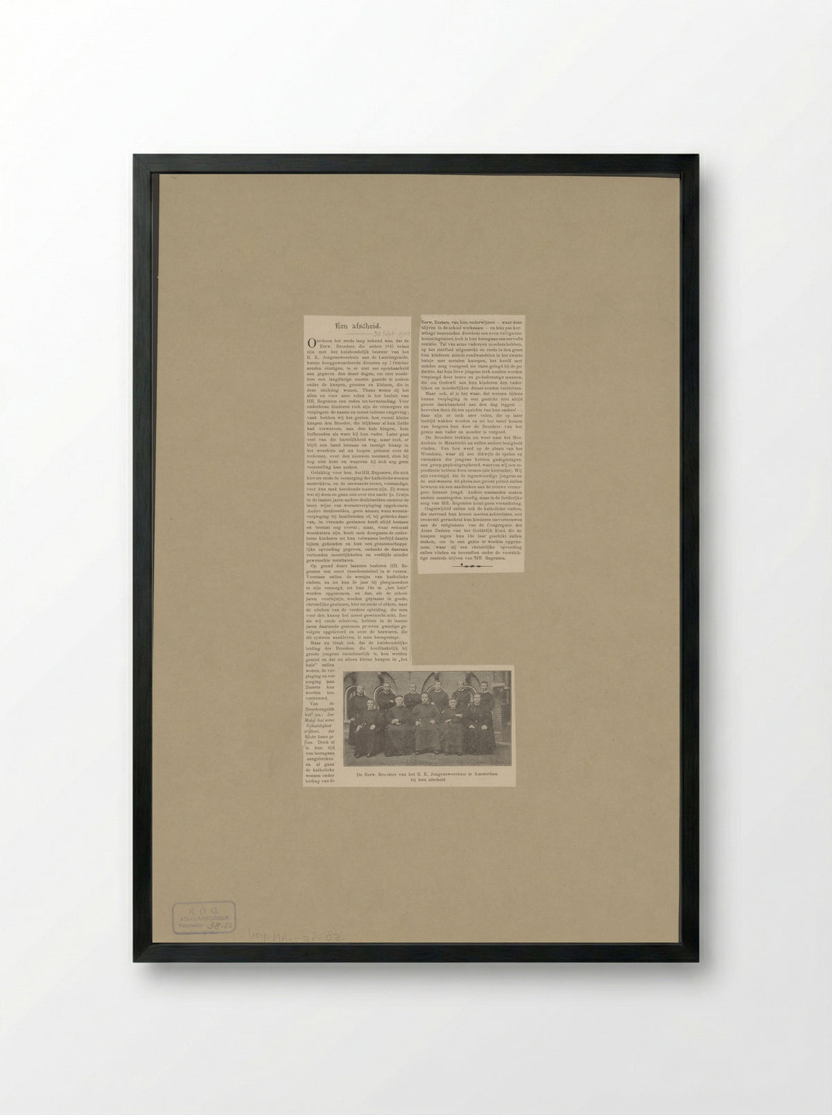 Opvoeders van het rooms-katholieke Jongensweeshuis te Amsterdam - Anonymous - Framed Print Black