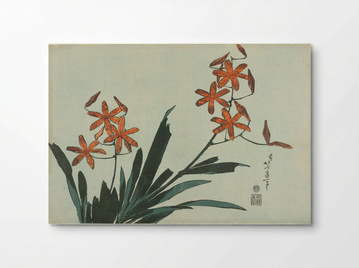 Orange Orchids - Katsushika Hokusai - Poster