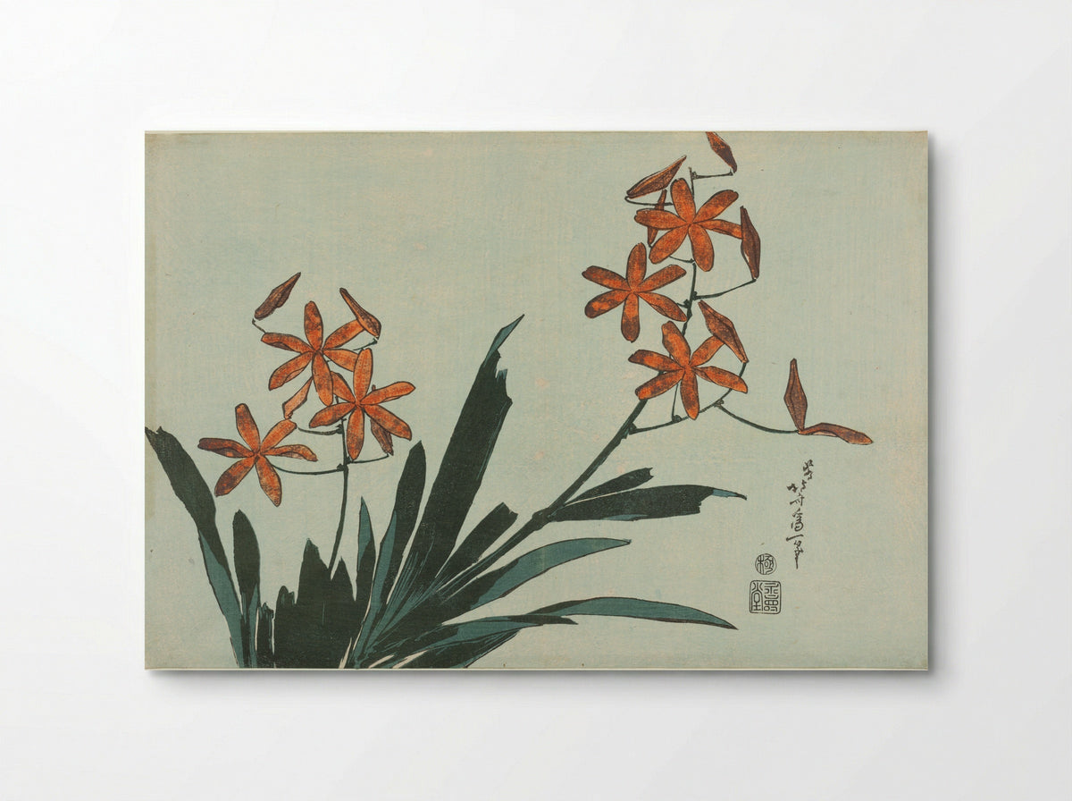 Orange Orchids - Katsushika Hokusai - Poster