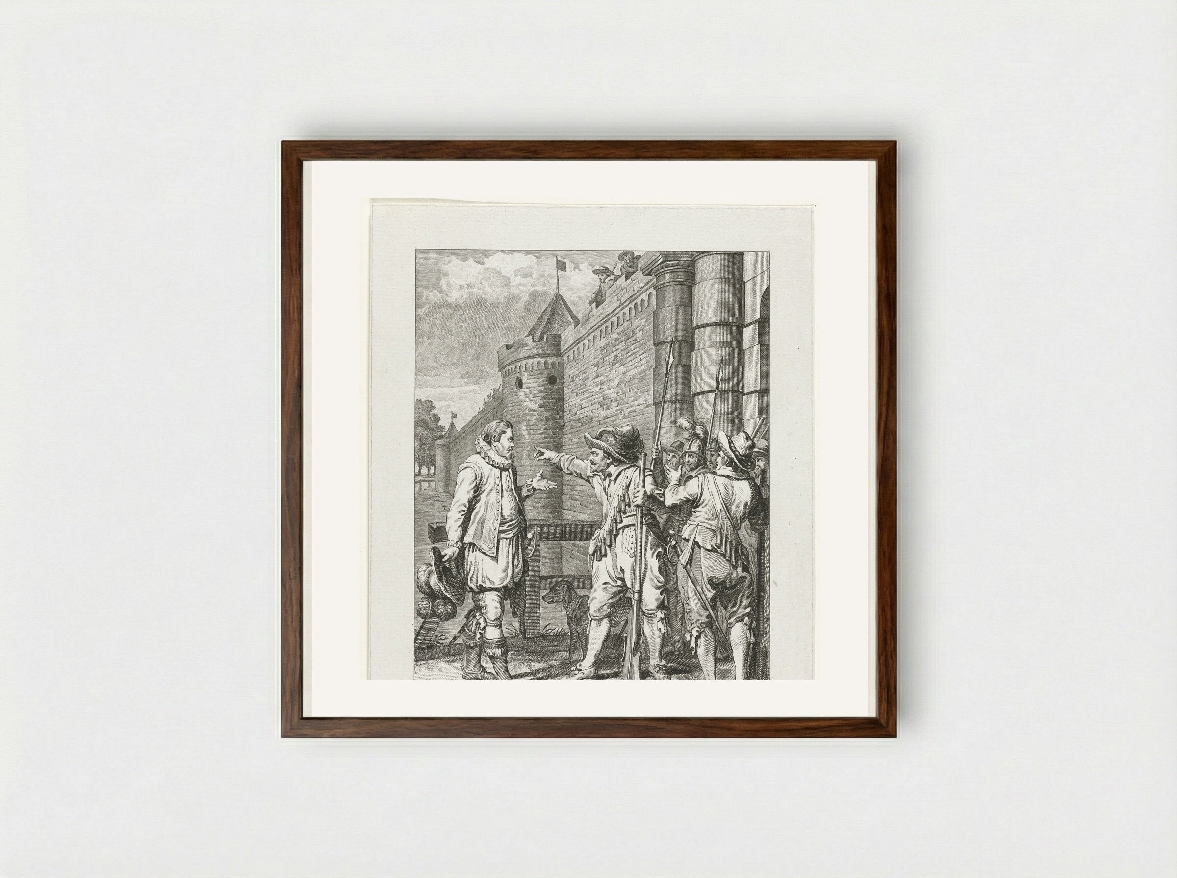 Oranje bezoekt alleen het opstandige Gent - Cornelis Brouwer - Framed Print Dark Wood