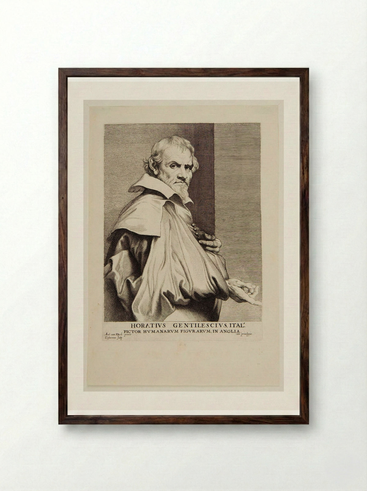Orazio Gentileschi - Lucas Vorsterman I - Framed Print Dark Wood