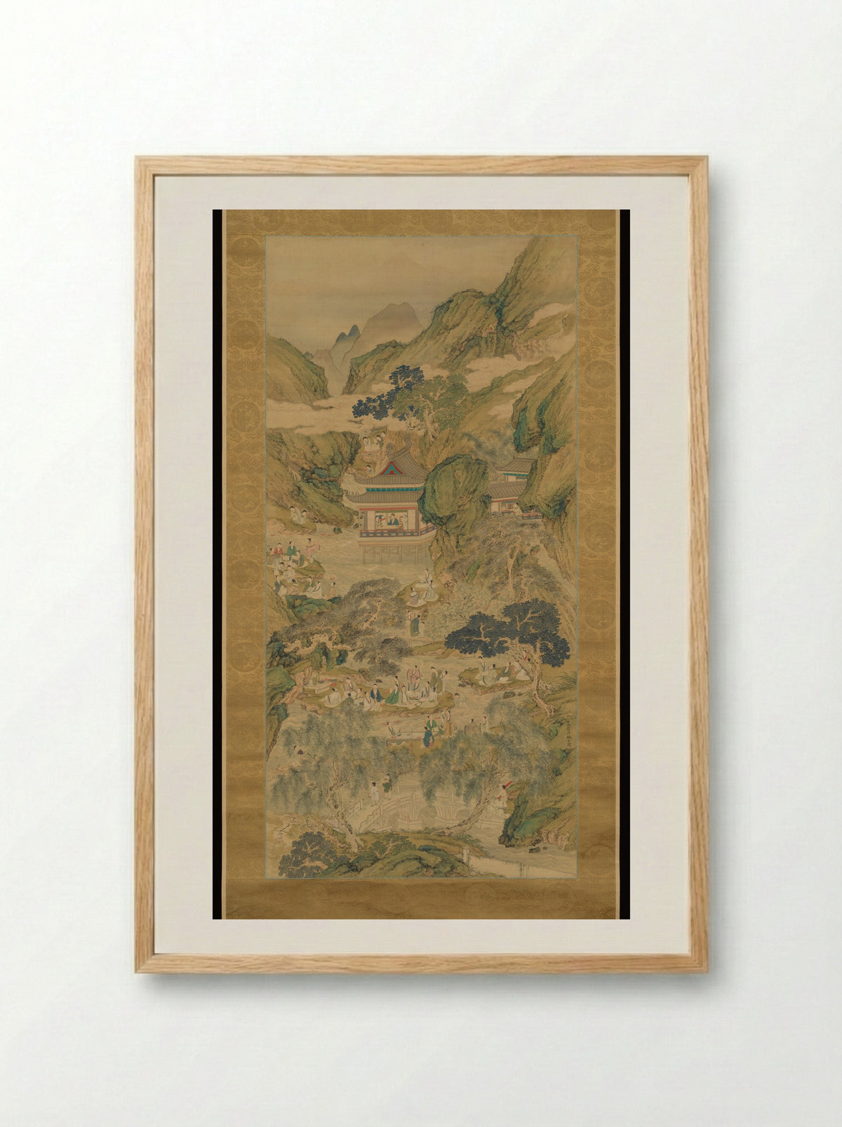 Orchid Pavilion Gathering in Blue and Green - Tsubaki Kakoku - Framed Print Wood