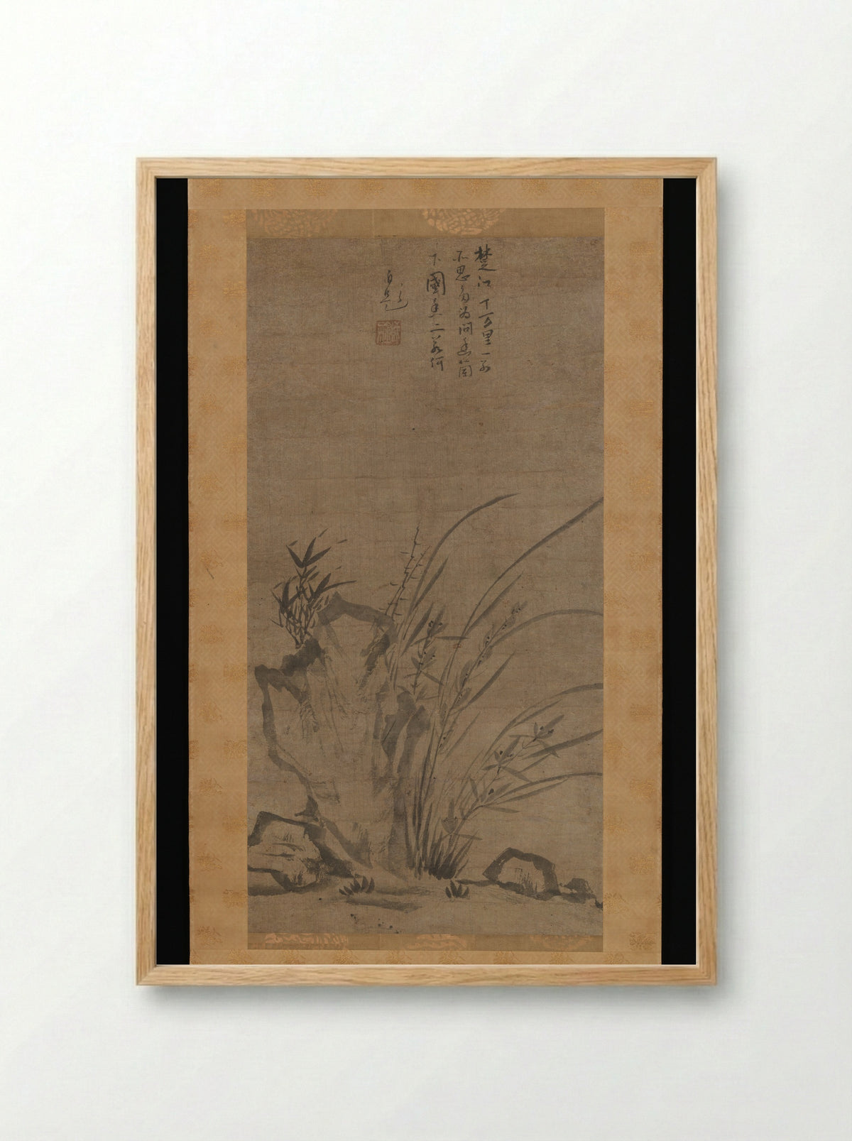 Orchids, Bamboo, Briars, and Rocks - Tesshū Tokusai - Framed Print Wood