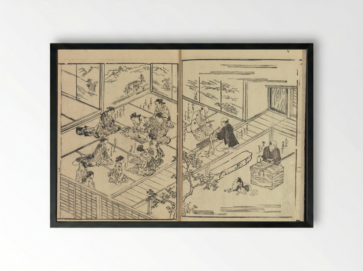 Order Book of Kosode Patterns - Imura Katsukichi - Framed Print Black