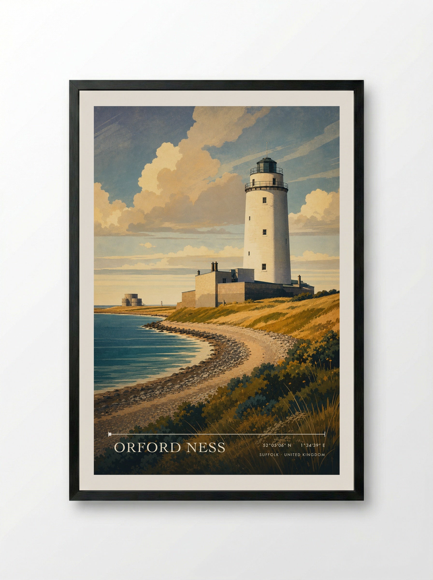 Orford Ness Suffolk United Kingdom Travel Poster - Framed Print Black