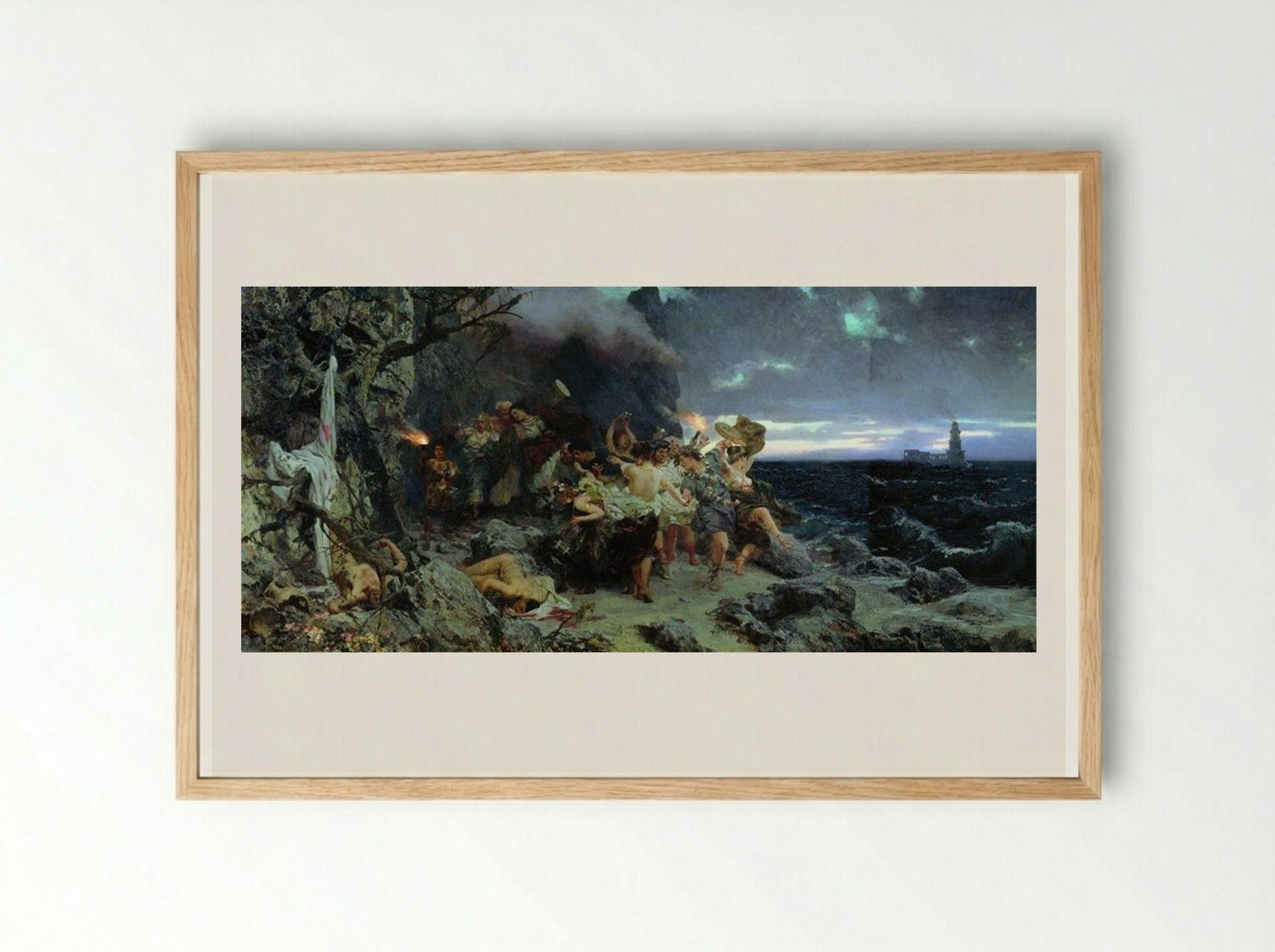 Orgy of the Times of Tiberius on Capri - Henryk Siemiradzki - Framed Print Wood