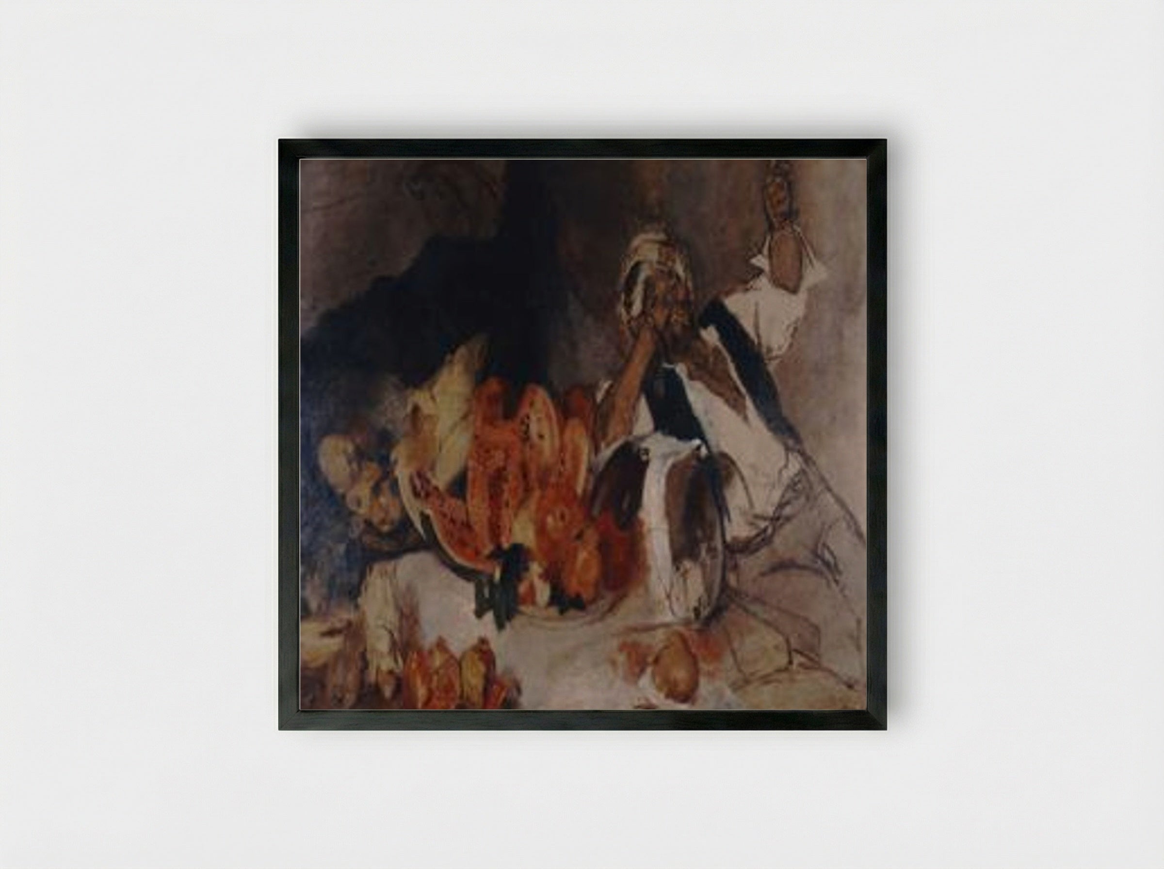 Oriental Man with Fruit - Nikolaos Gyzis - Framed Print Black