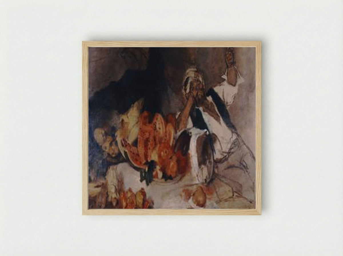 Oriental Man with Fruit - Nikolaos Gyzis - Framed Print Wood