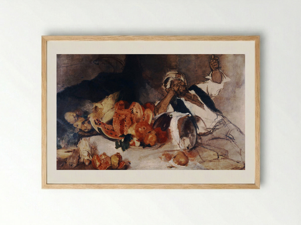 Oriental Man with Fruit - Nikolaos Gyzis - Framed Print Wood
