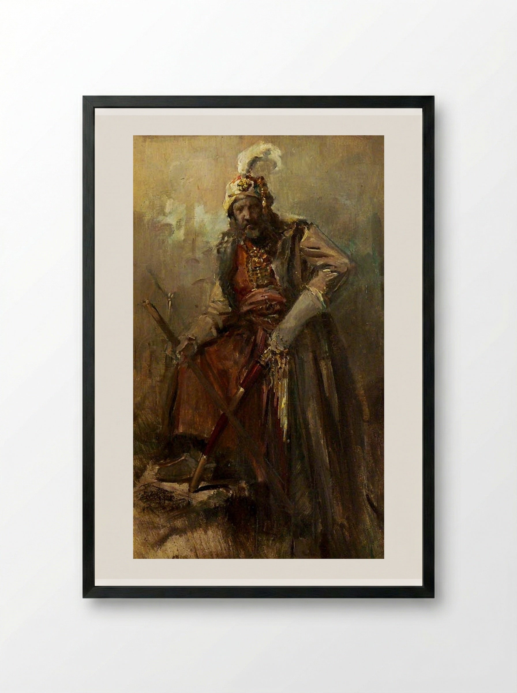 Oriental Warrior - Nikolaos Gyzis - Framed Print Black