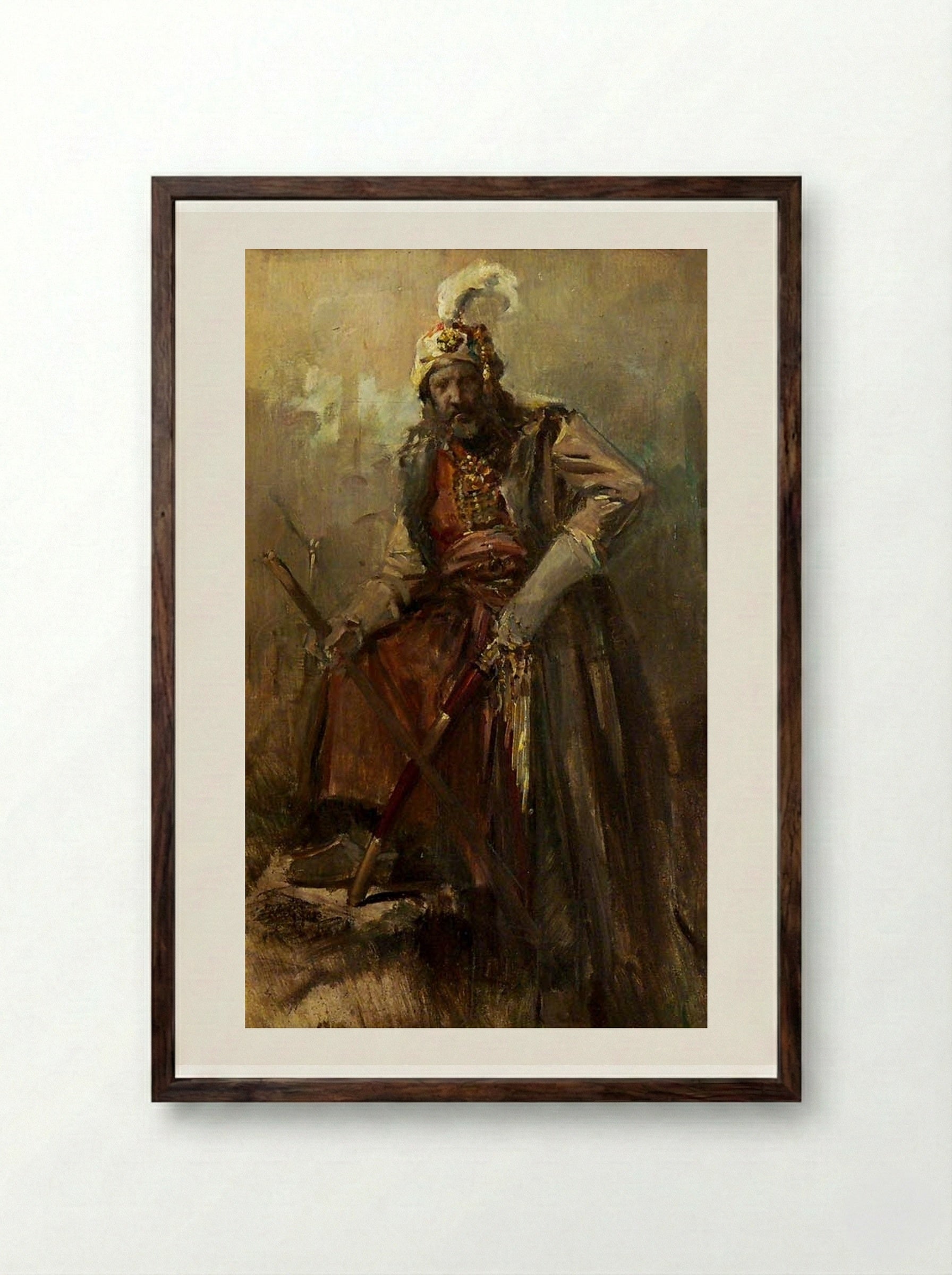 Oriental Warrior - Nikolaos Gyzis - Framed Print Dark Wood