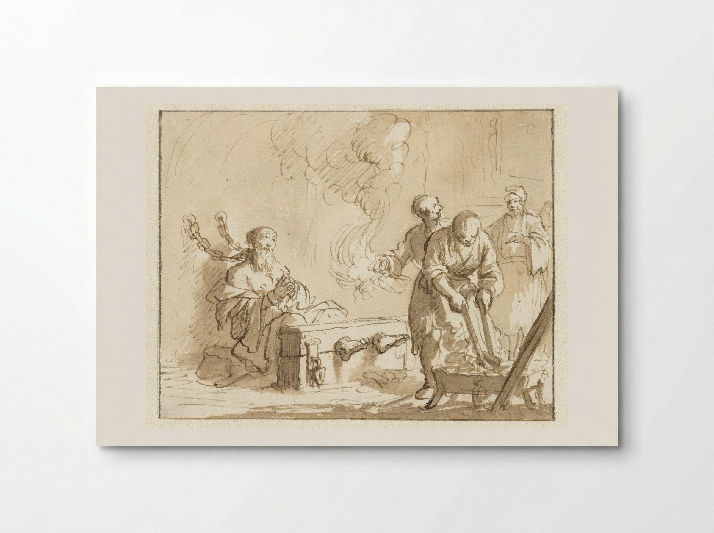 Origenes in de gevangenis met vuur gemarteld - Jan Luyken - Poster