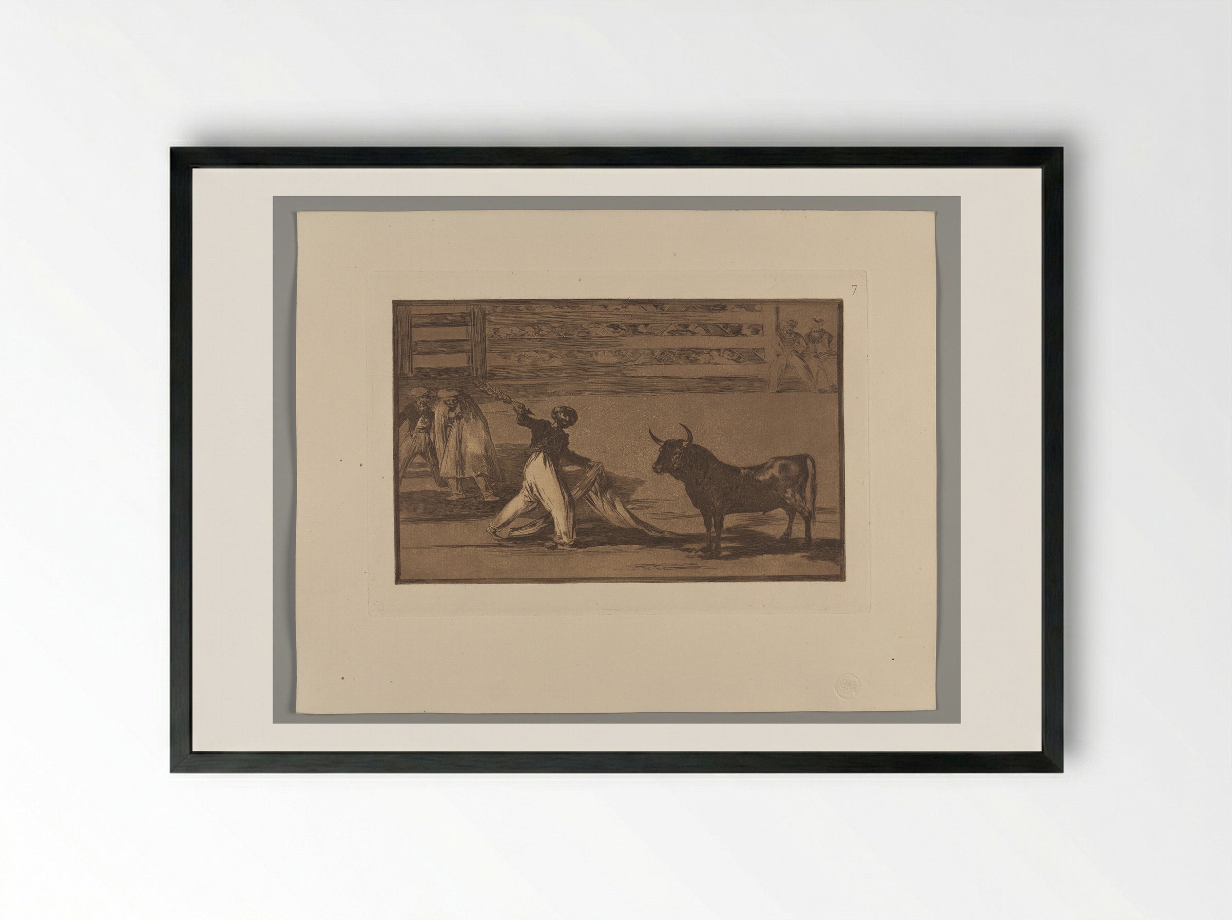 Origin of the Harpoons or Banderillas - Francisco José de Goya y Lucientes - Framed Print Black